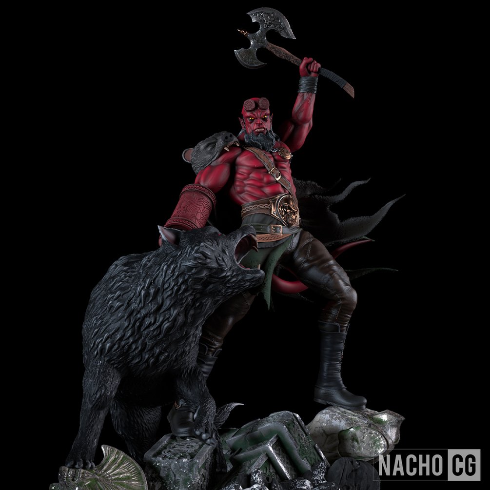 Demonic Viking with Hound Companion (1/8 Scale, 11 inches Tall) | Elegoo Tough Resin UNPAINTED model kit ready to assemble (Copy)