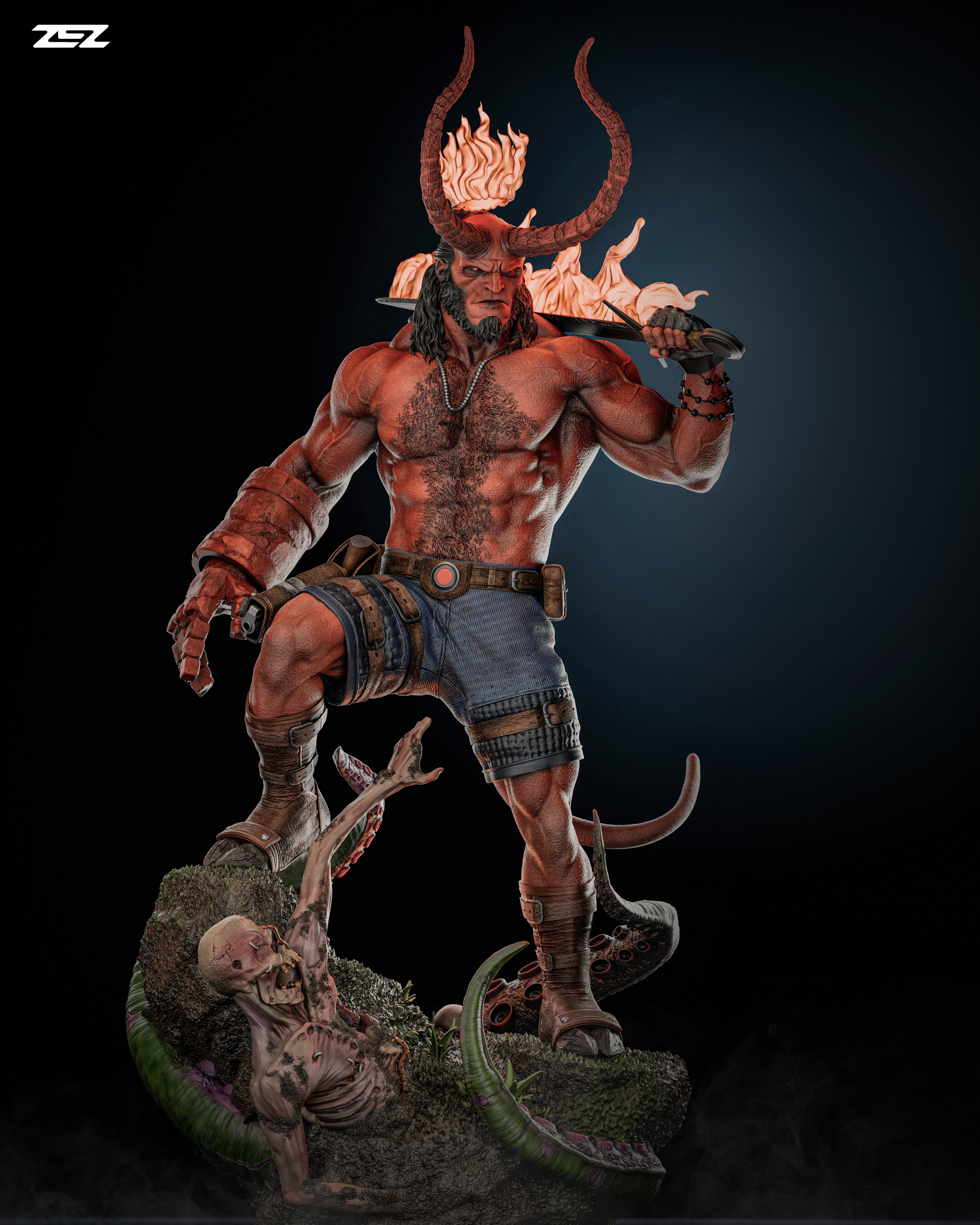 Half-Demon with Flaming Crown - 1/6 Scale High-Quality Tough Resin Figure by Zez Studios - Rangrez Creations