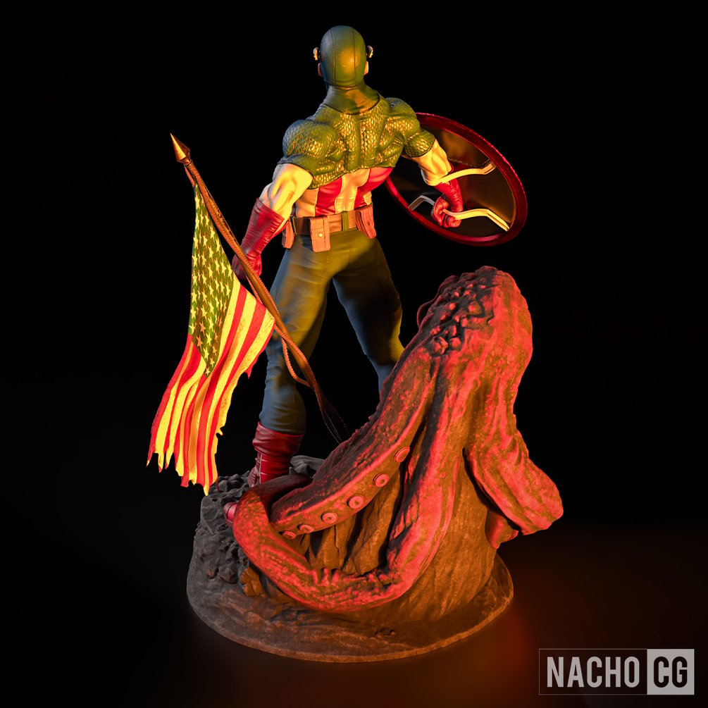 Super Soldier with Shield | 1:8 Scale Fan Art by NachoCG | 9" ABS like Resin Model Kit - Unpainted DIY Collectible\