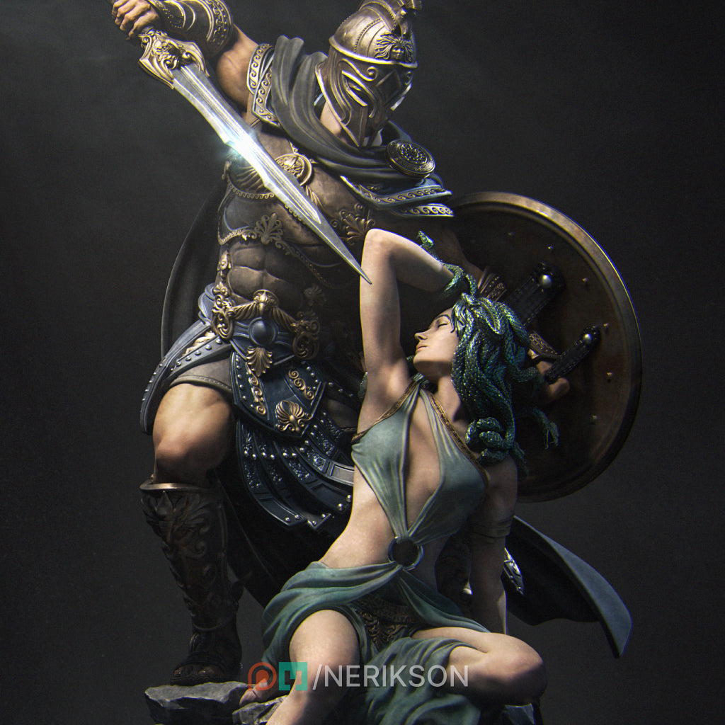 Medusa and Perseus Diorama (140mm Scale, 177mm Tall) by Nerikson for Collectors & RPG Fans