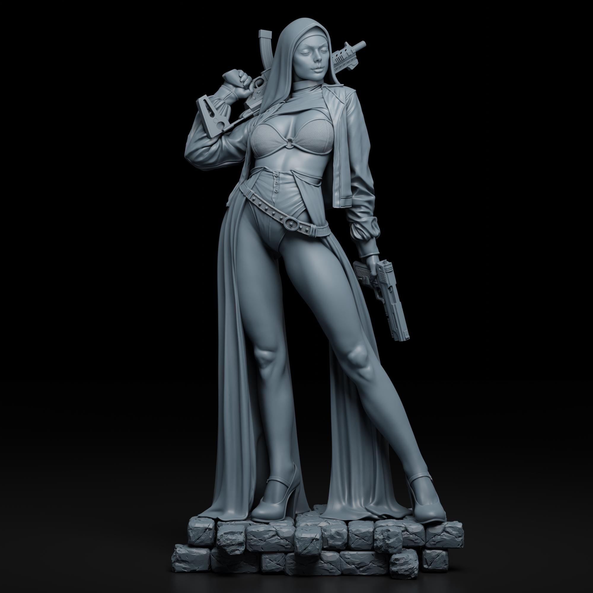 A Nun with Guns - CA3D Studios | 1/6 Scale ABS - Like Tough Resin Model kit| Highly Detailed Collectible Figure - Rangrez Creations