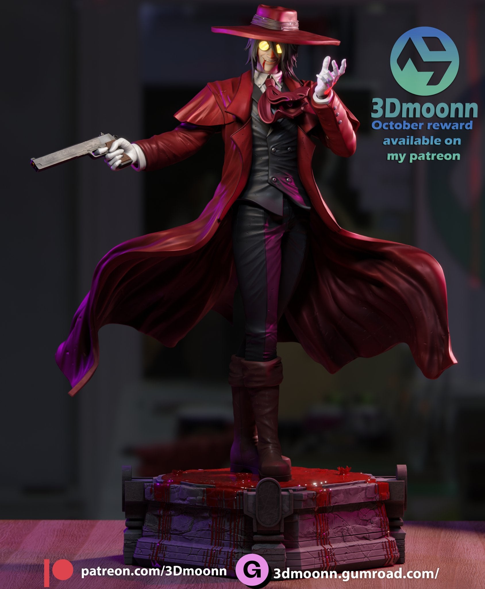 Alucard - Crimson Hunter Resin Figure – Dark Vampire Warrior 1/6 Scale Unpainted 3D Printed - Designed by 3Dmoonn - Rangrez Creations - Rangrez Creations