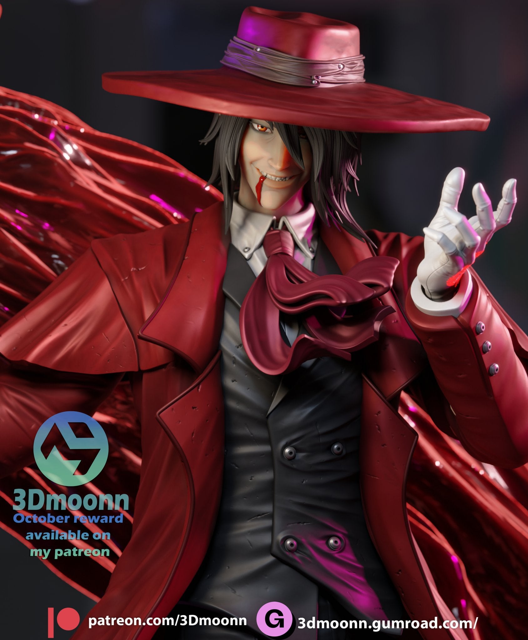 Alucard - Crimson Hunter Resin Figure – Dark Vampire Warrior 1/6 Scale Unpainted 3D Printed - Designed by 3Dmoonn - Rangrez Creations - Rangrez Creations