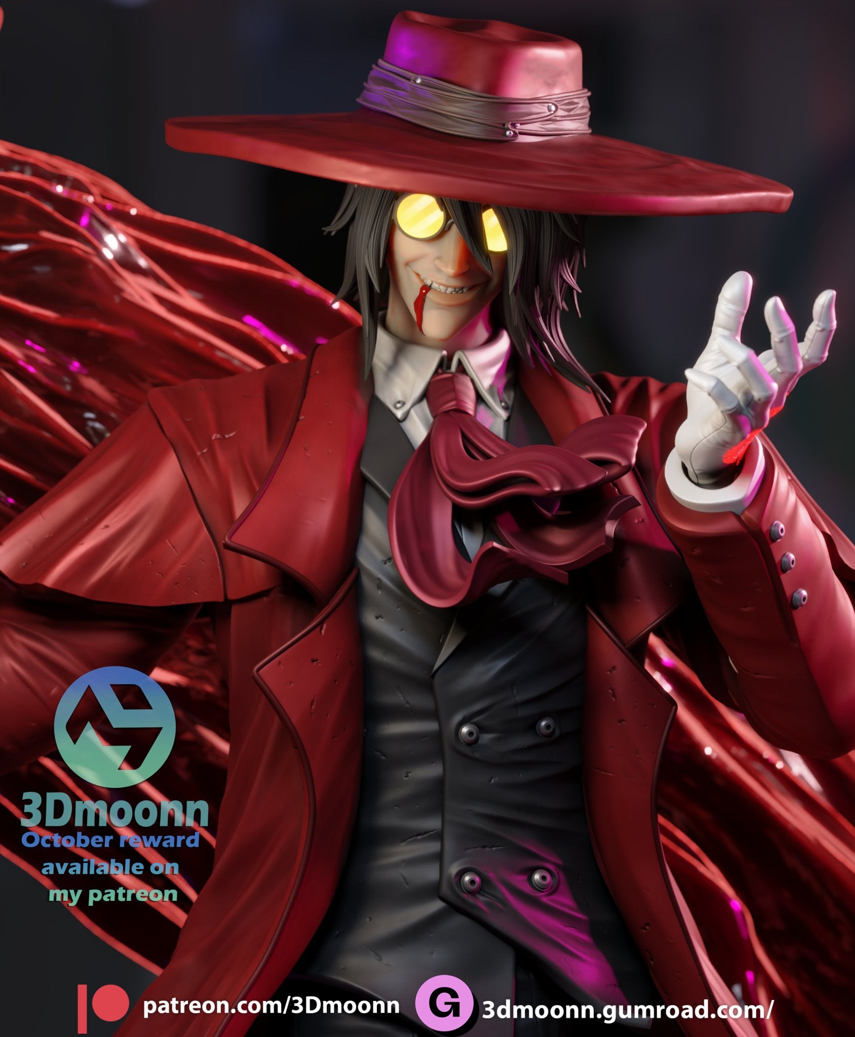 Alucard - Crimson Hunter Resin Figure – Dark Vampire Warrior 1/6 Scale Unpainted 3D Printed - Designed by 3Dmoonn - Rangrez Creations - Rangrez Creations