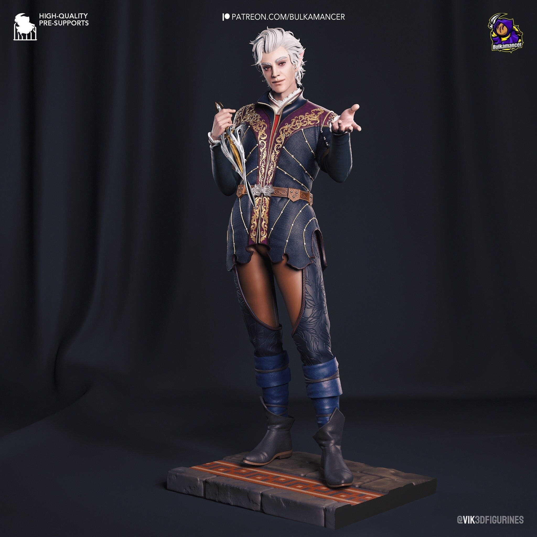 Astarion Figure - Baldur's Gate 3 Vampire Rogue - 1/8 Scale 3D Resin Model Kit - Unpainted Collectible by Bulkamancer - Rangrez Creations