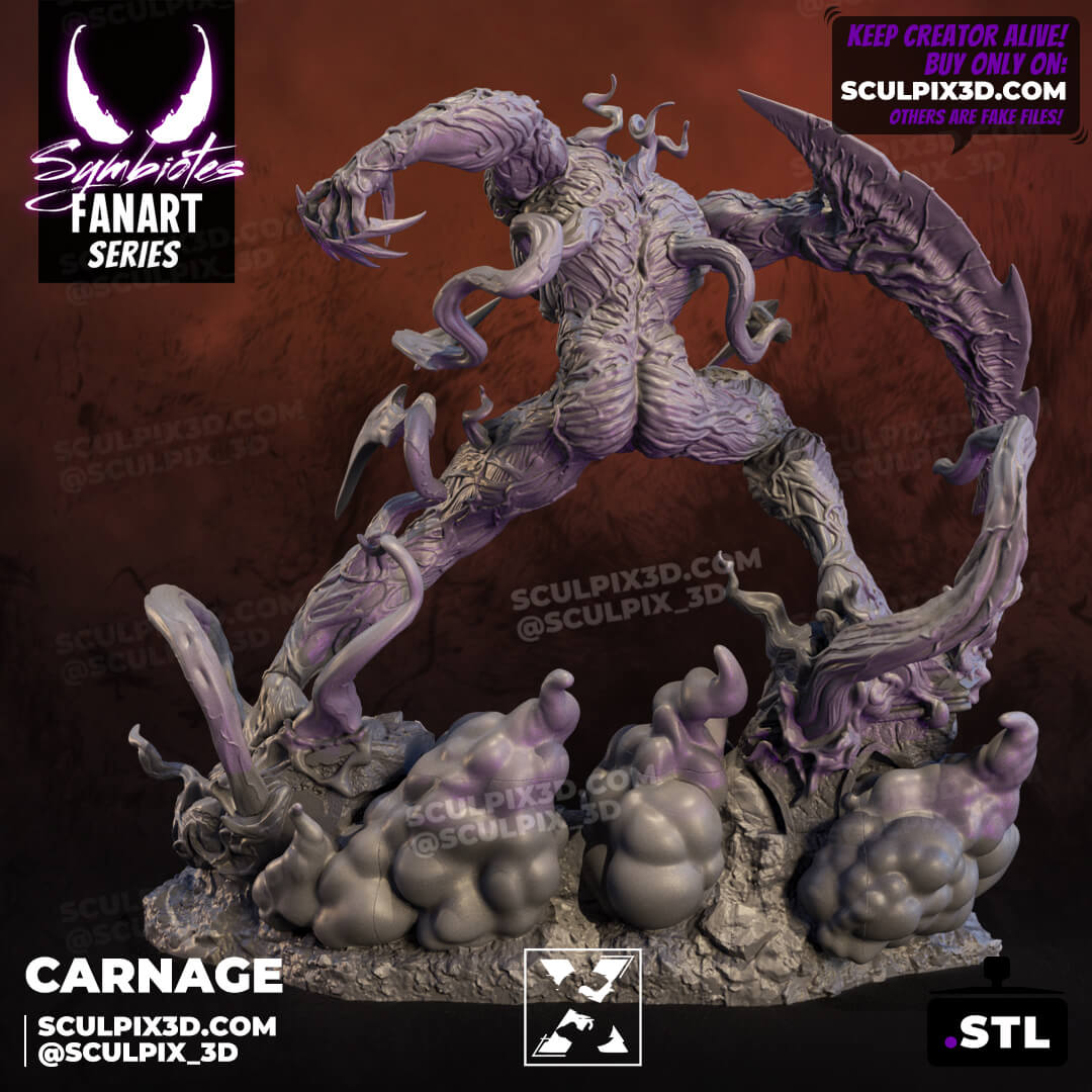 Carnage - Savage Red Symbiote Warrior Villain 1/6 Scale Resin Model – by Sculpix 3D | Tough Resin 1/6 scale - Rangrez Creations - Rangrez Creations