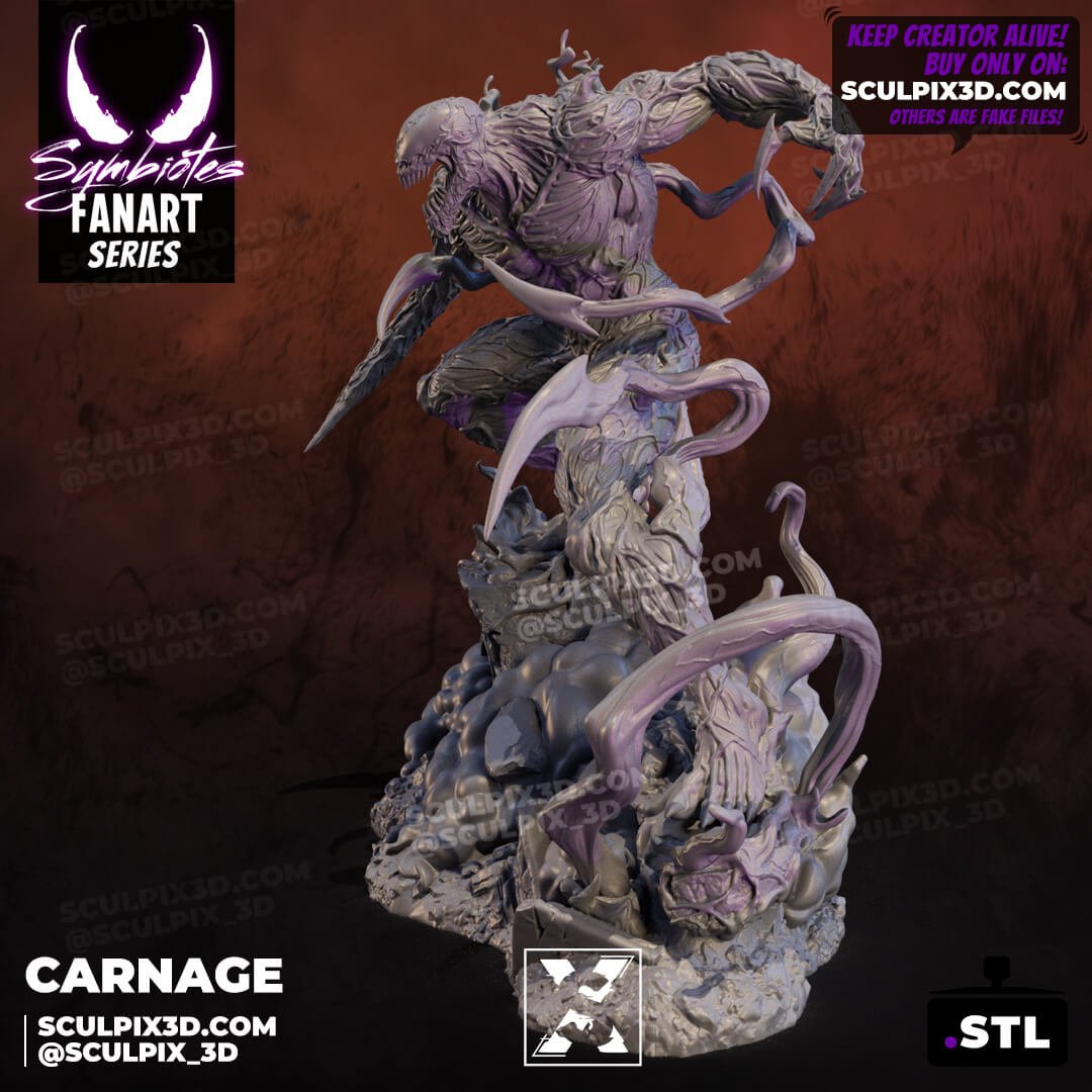 Carnage - Savage Red Symbiote Warrior Villain 1/6 Scale Resin Model – by Sculpix 3D | Tough Resin 1/6 scale - Rangrez Creations - Rangrez Creations