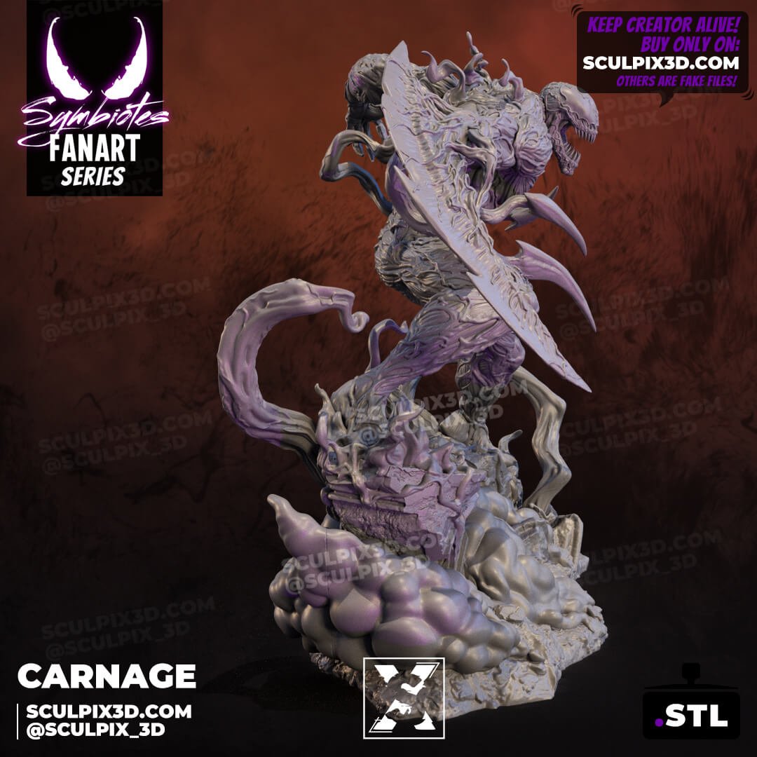 Carnage - Savage Red Symbiote Warrior Villain 1/6 Scale Resin Model – by Sculpix 3D | Tough Resin 1/6 scale - Rangrez Creations - Rangrez Creations