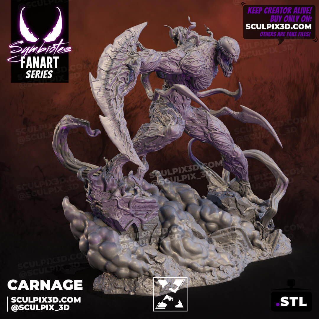 Carnage - Savage Red Symbiote Warrior Villain 1/6 Scale Resin Model – by Sculpix 3D | Tough Resin 1/6 scale - Rangrez Creations - Rangrez Creations