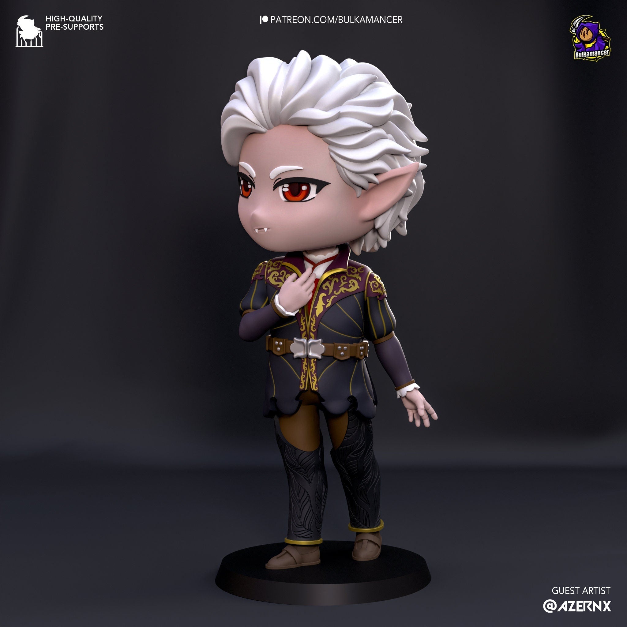 Chibi Astarion - Vampire Rogue - Baldur's Gate 3 Inspired - 3D Printed Mysterious Fantasy Figure - Bulkamancer - Rangrez Creations