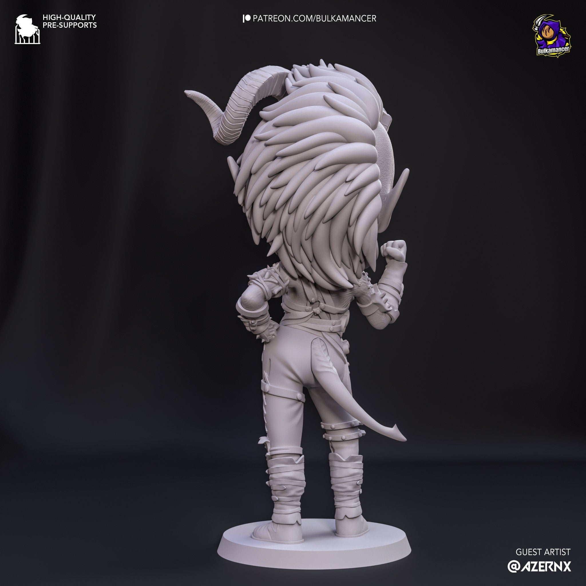 Chibi Karlach - Fierce Fighter - Baldur's Gate 3 Inspired - 3D Printed Mysterious Fantasy Figure - Bulkamancer - Rangrez Creations