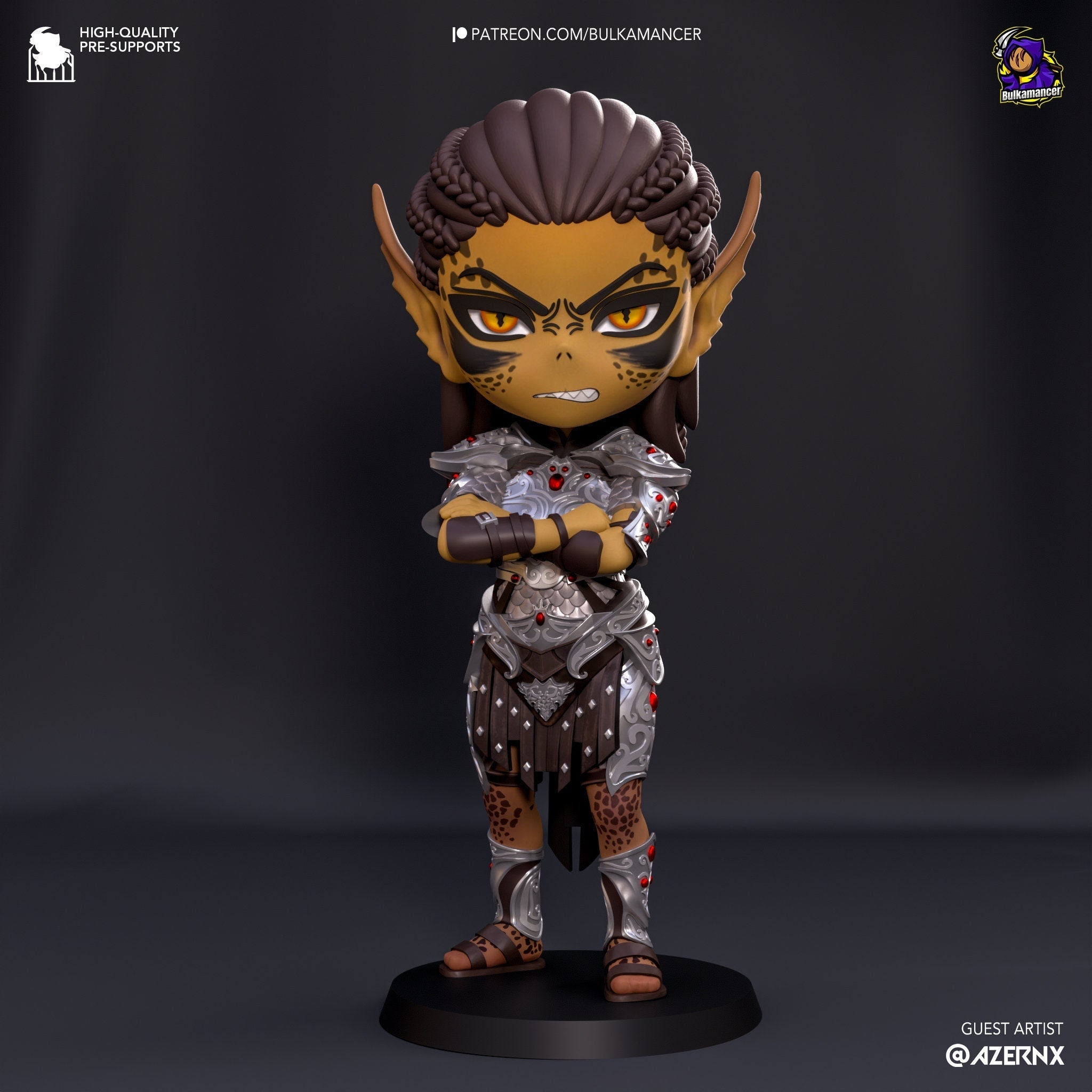 Chibi Laezel - Githyanki Warrior - Baldur's Gate 3 Inspired - 3D Printed Mysterious Fantasy Figure - Bulkamancer - Rangrez Creations