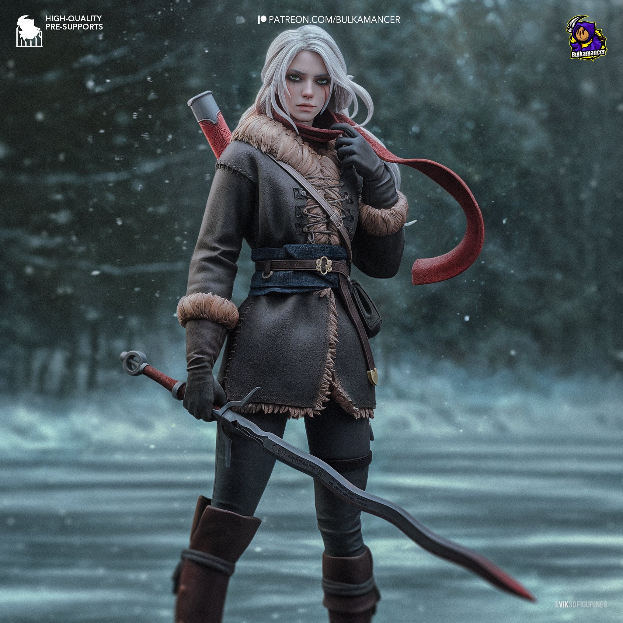 Ciri - Winter Warrior - 1/8 Scale High - Quality Tough Resin - Model Kit Fanart by Rangrez Creations - Rangrez Creations