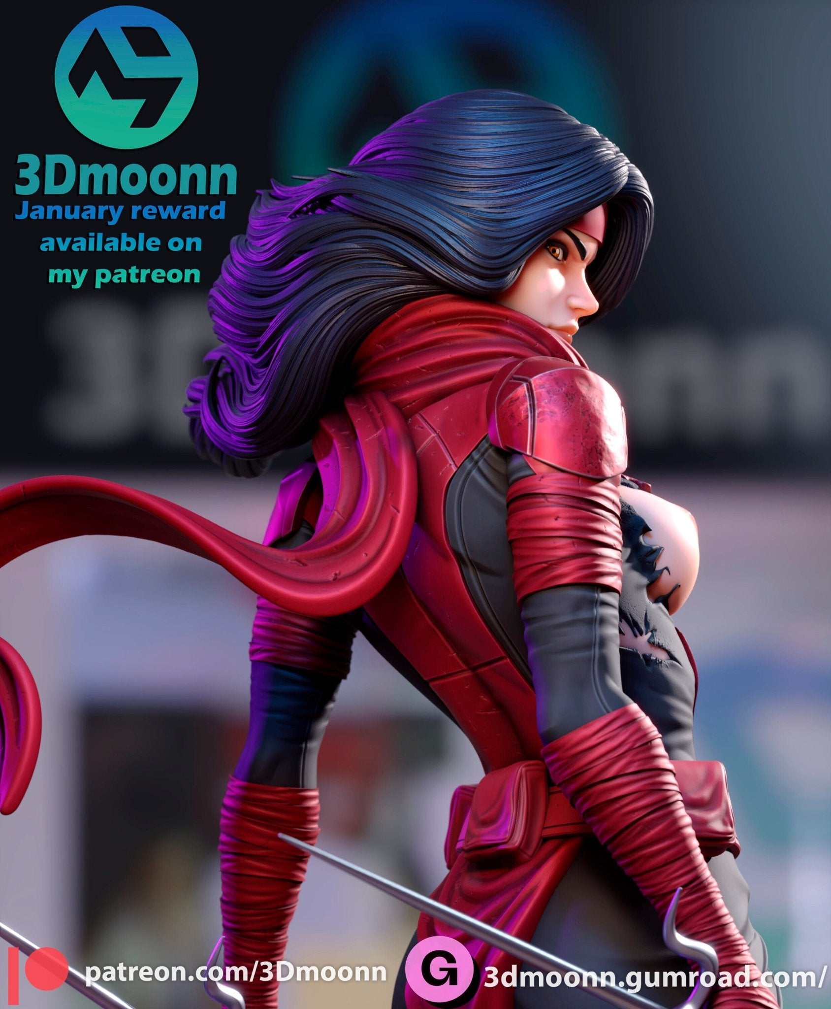 Elektra - The Enigmatic Assassin 3D Resin Model by Rangrez Creations - 1/6 Scale UNPAINTED Figure - Rangrez Creations