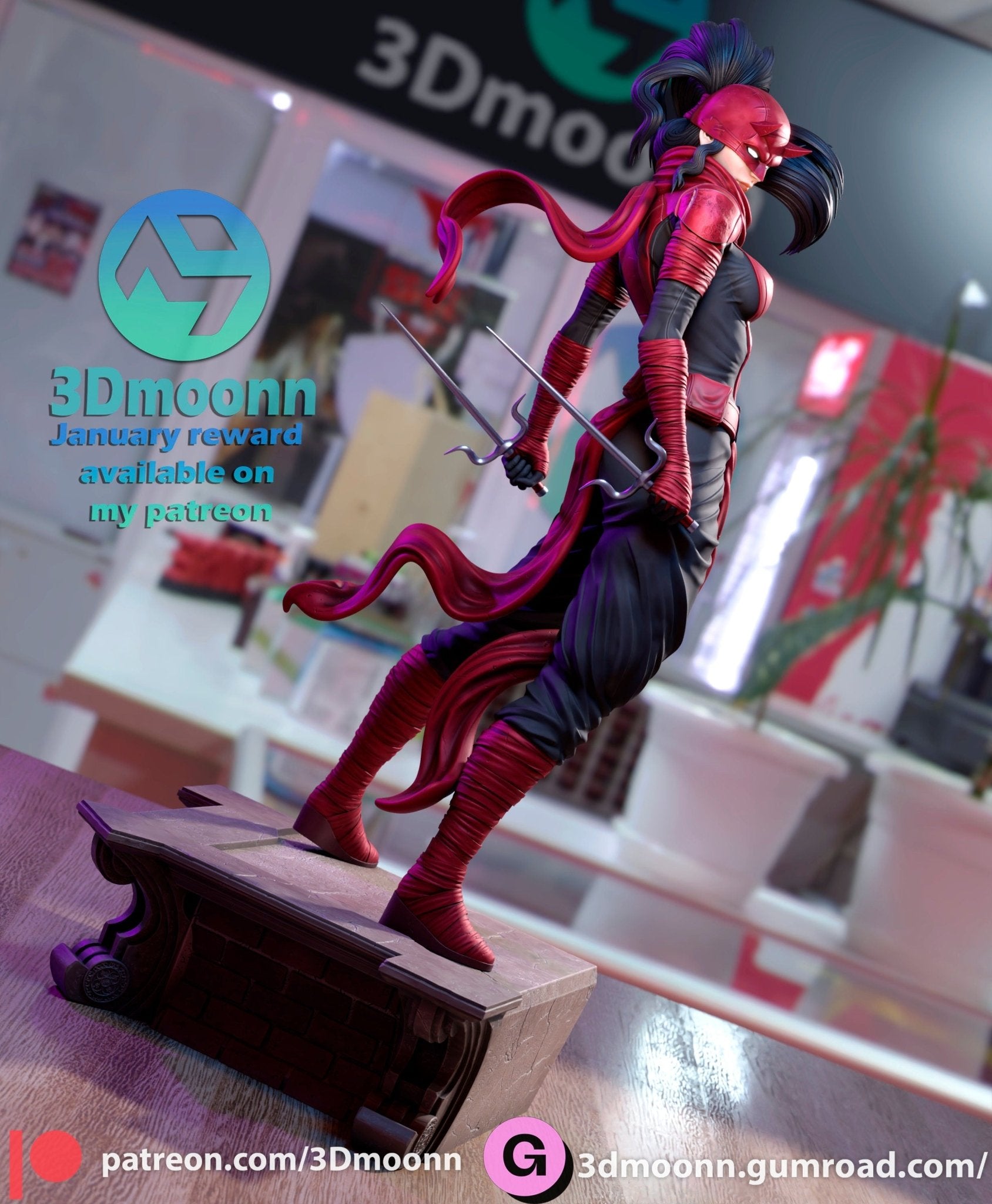 Elektra - The Enigmatic Assassin 3D Resin Model by Rangrez Creations - 1/6 Scale UNPAINTED Figure - Rangrez Creations