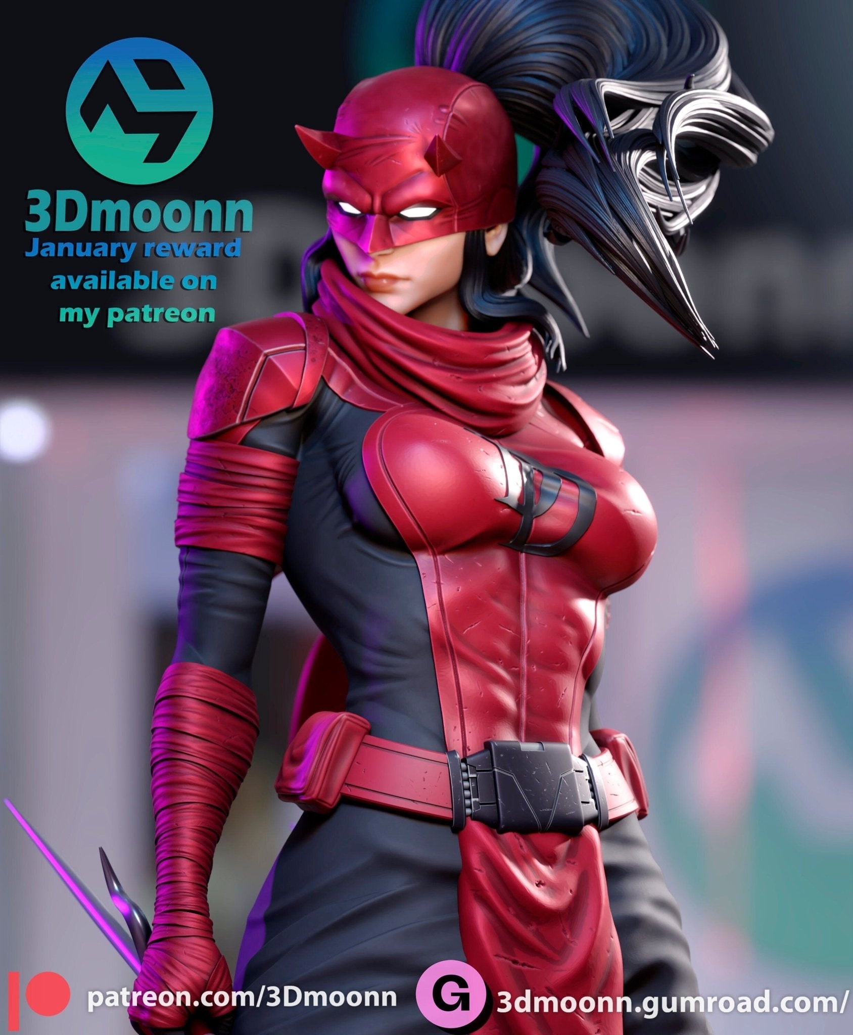 Elektra - The Enigmatic Assassin 3D Resin Model by Rangrez Creations - 1/6 Scale UNPAINTED Figure - Rangrez Creations