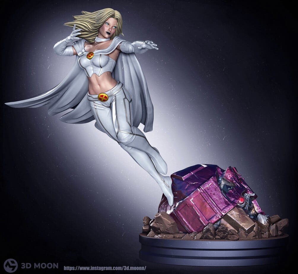 Emma Frost - mutant's Diamond by 3Dmoonn - Striking 1/6 Scale UNPAINTED 3D Printed Figurine with Custom Base - Rangrez Creations - Rangrez Creations