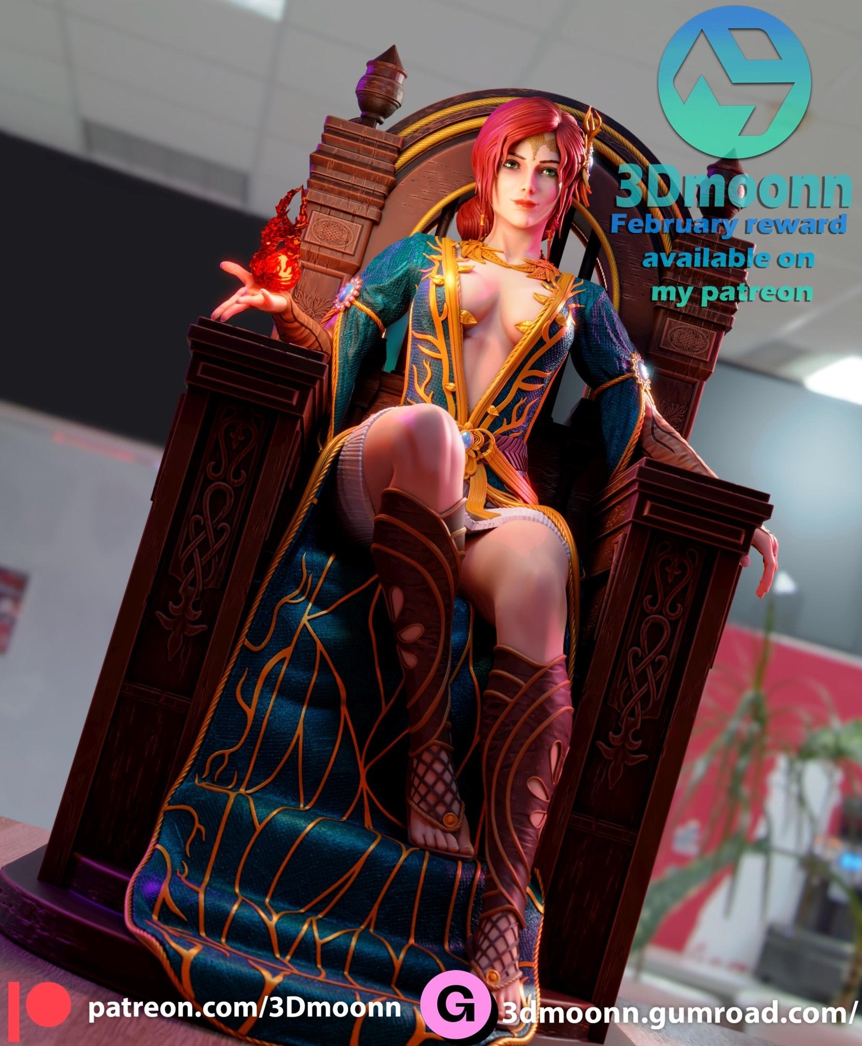 Enigmatic Enchantress on the Throne - Tough Resin 1/6 Scale 3D Resin Model by 3dmoonn - RangrezModels - Rangrez Creations