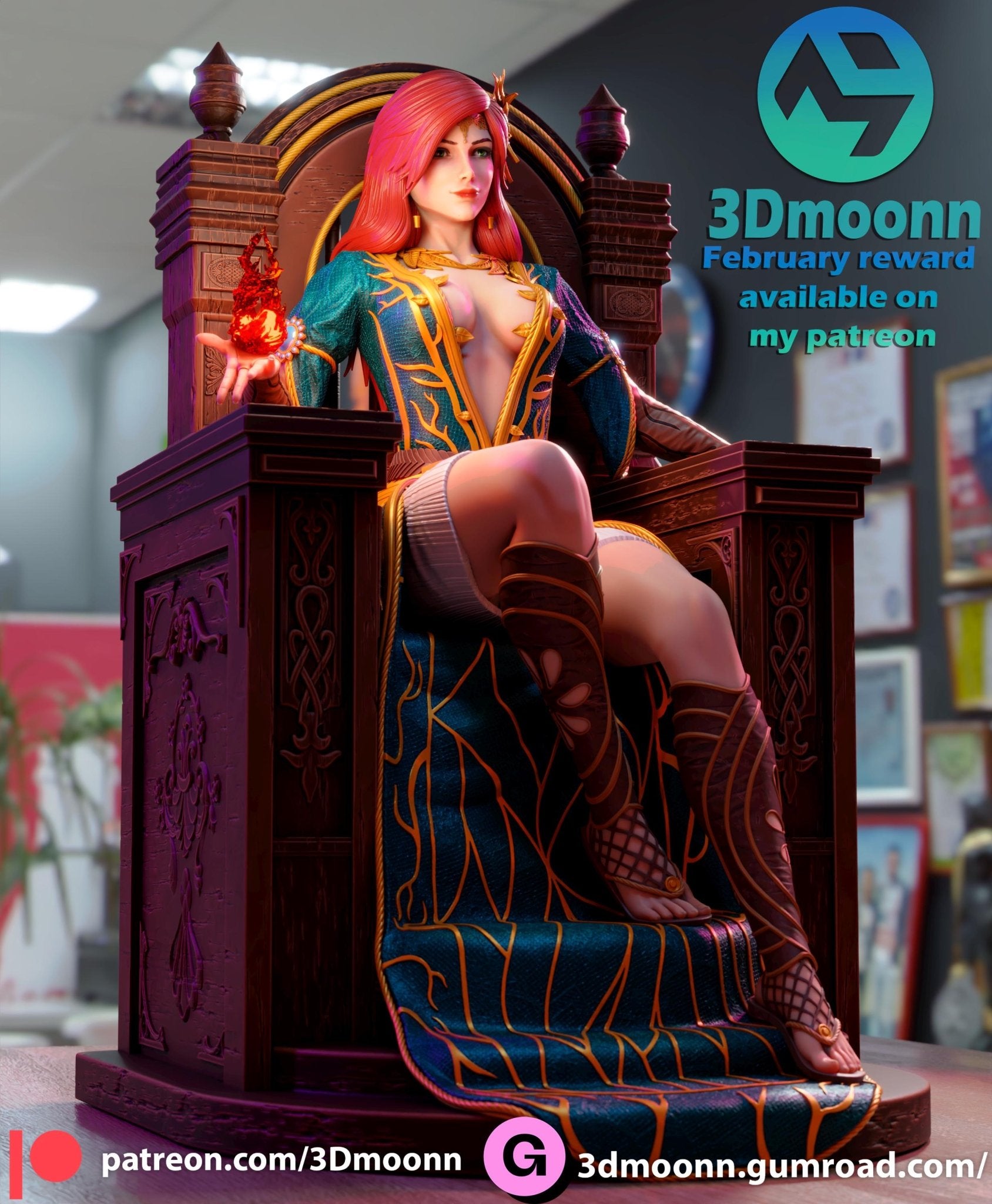 Enigmatic Enchantress on the Throne - Tough Resin 1/6 Scale 3D Resin Model by 3dmoonn - RangrezModels - Rangrez Creations