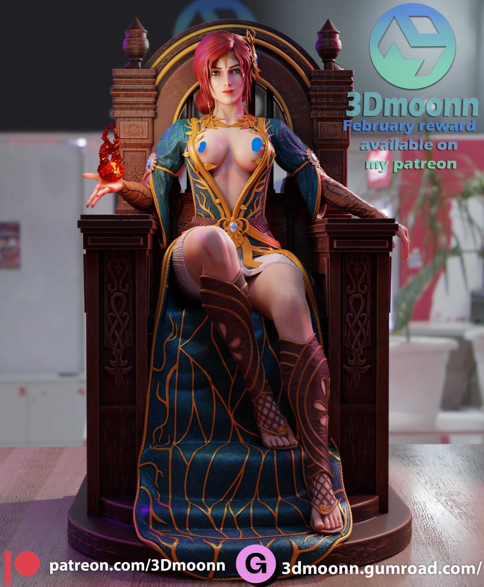 Enigmatic Enchantress on the Throne - Tough Resin 1/6 Scale 3D Resin Model by 3dmoonn - RangrezModels - Rangrez Creations