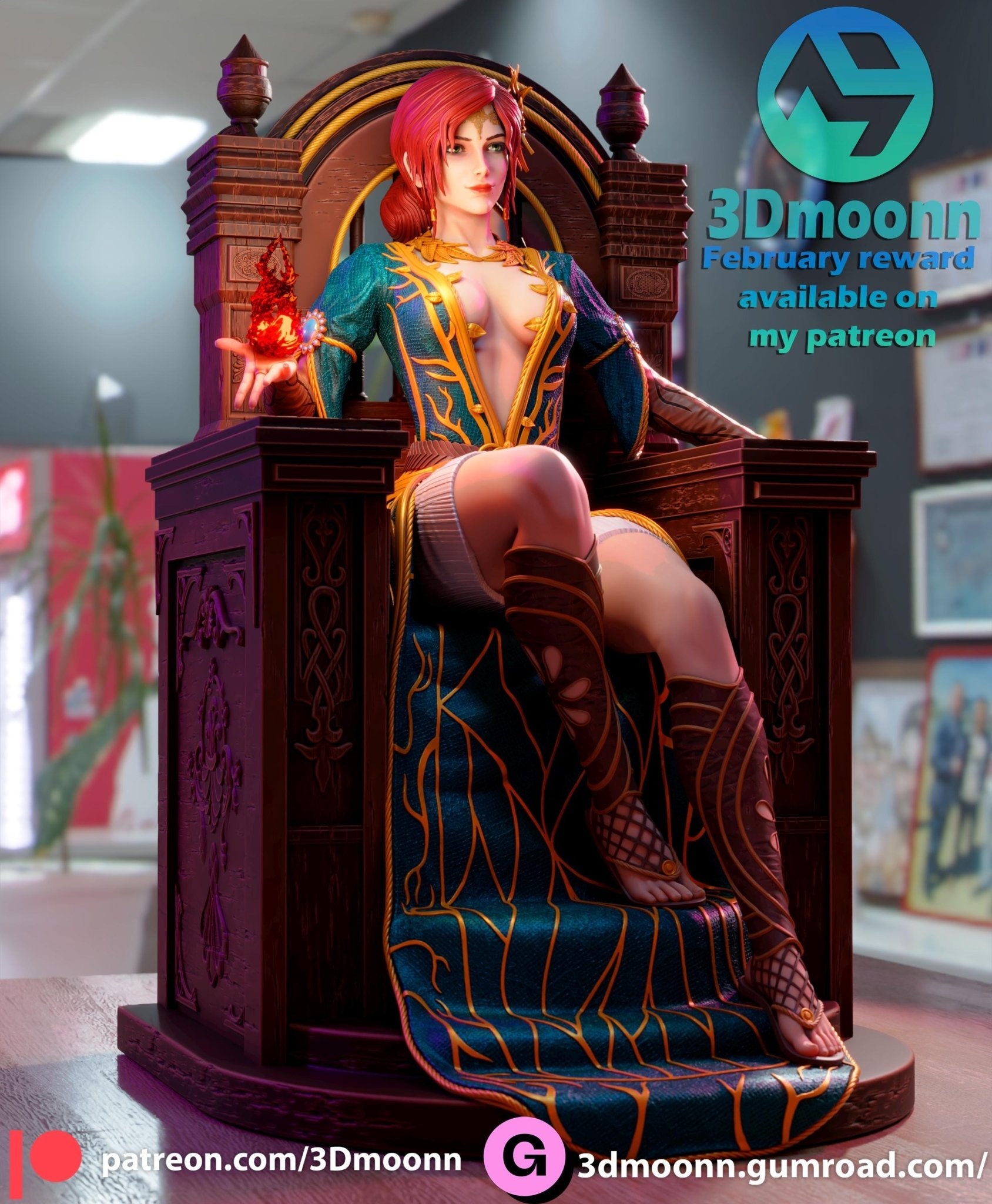 Enigmatic Enchantress on the Throne - Tough Resin 1/6 Scale 3D Resin Model by 3dmoonn - RangrezModels - Rangrez Creations