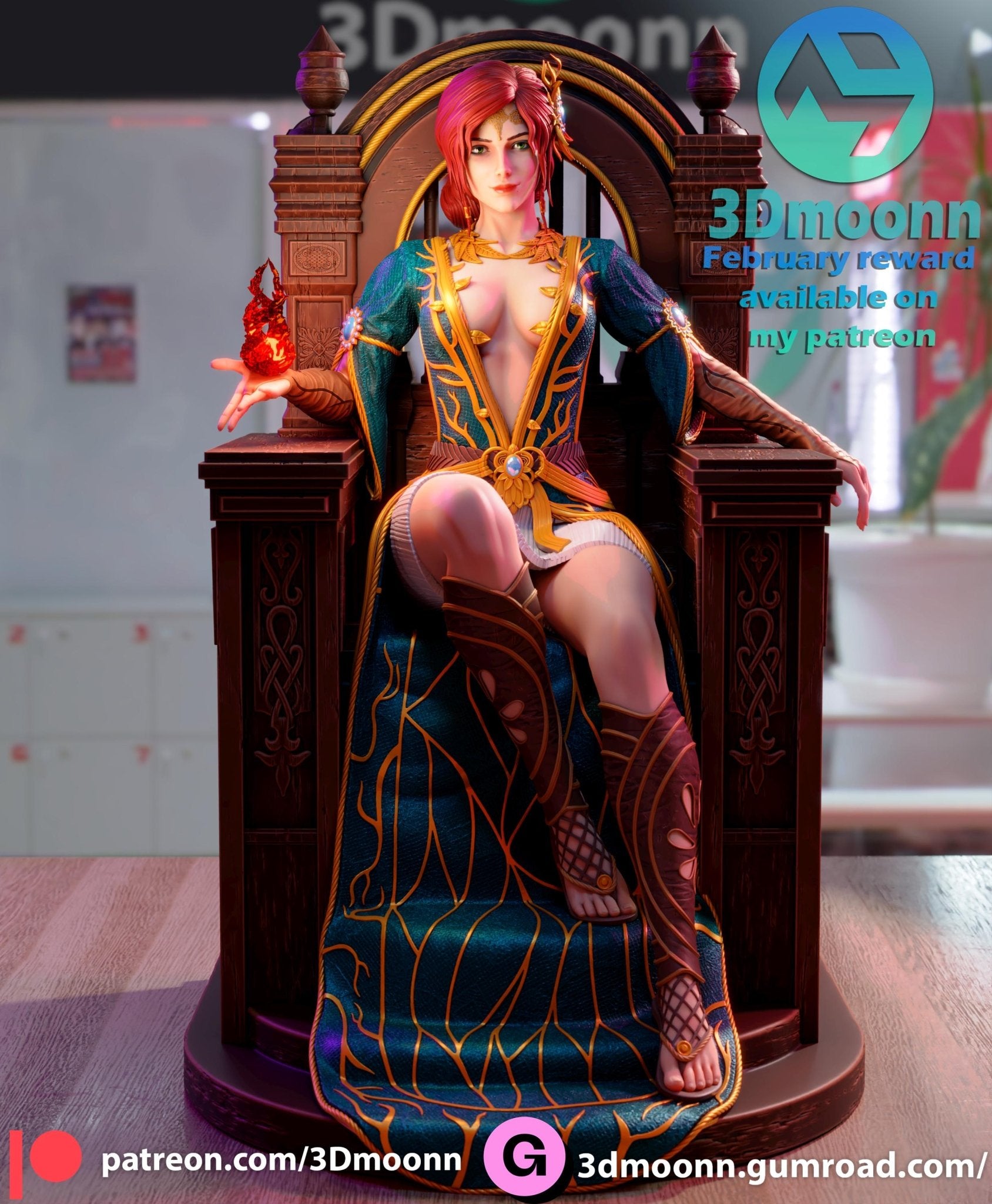 Enigmatic Enchantress on the Throne - Tough Resin 1/6 Scale 3D Resin Model by 3dmoonn - RangrezModels - Rangrez Creations