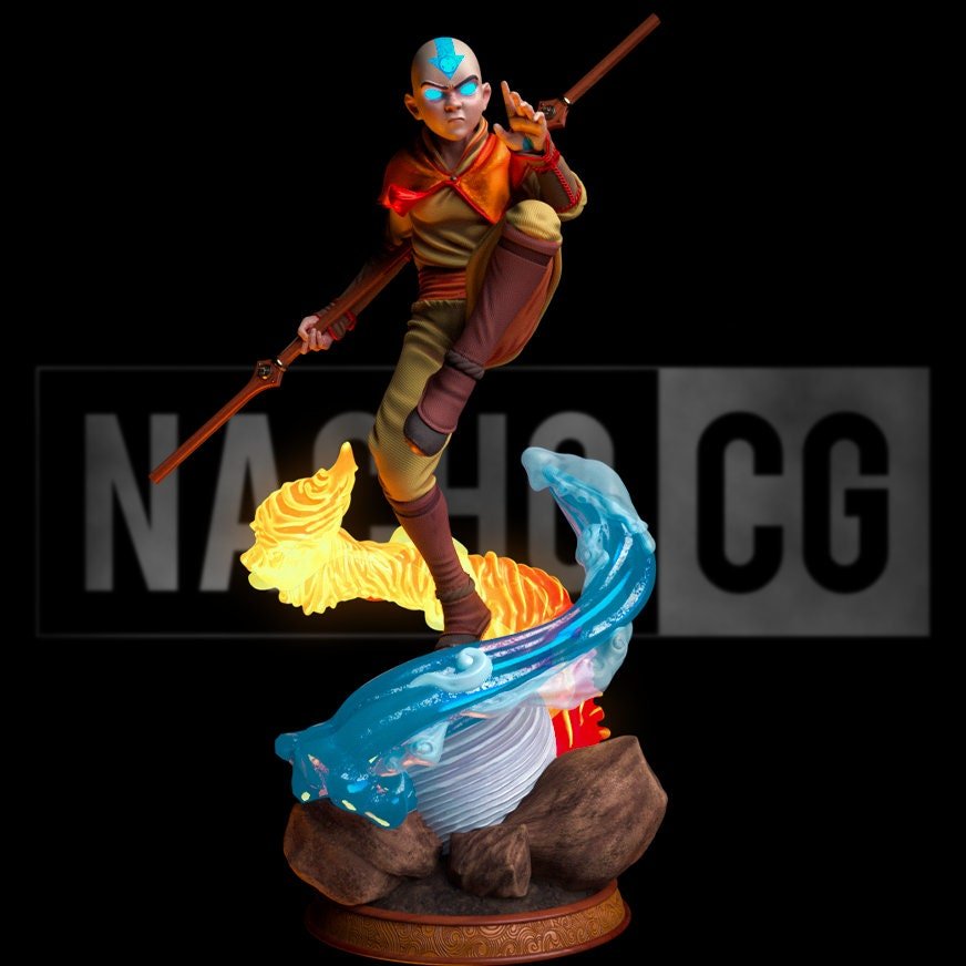 Fan Art Aang from AVATAR Statue by NachoCG - 1:8 Scale, 11 Inches Tall | Tough Resin - Rangrez Creations