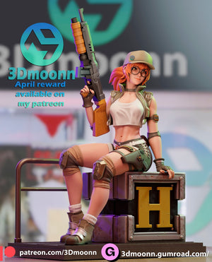 Fio from Metal Slug by 3Dmoonn - 1/6 Scale Unpainted 3D Printed Figure with Custom Base - Rangrez Creations - Rangrez Creations