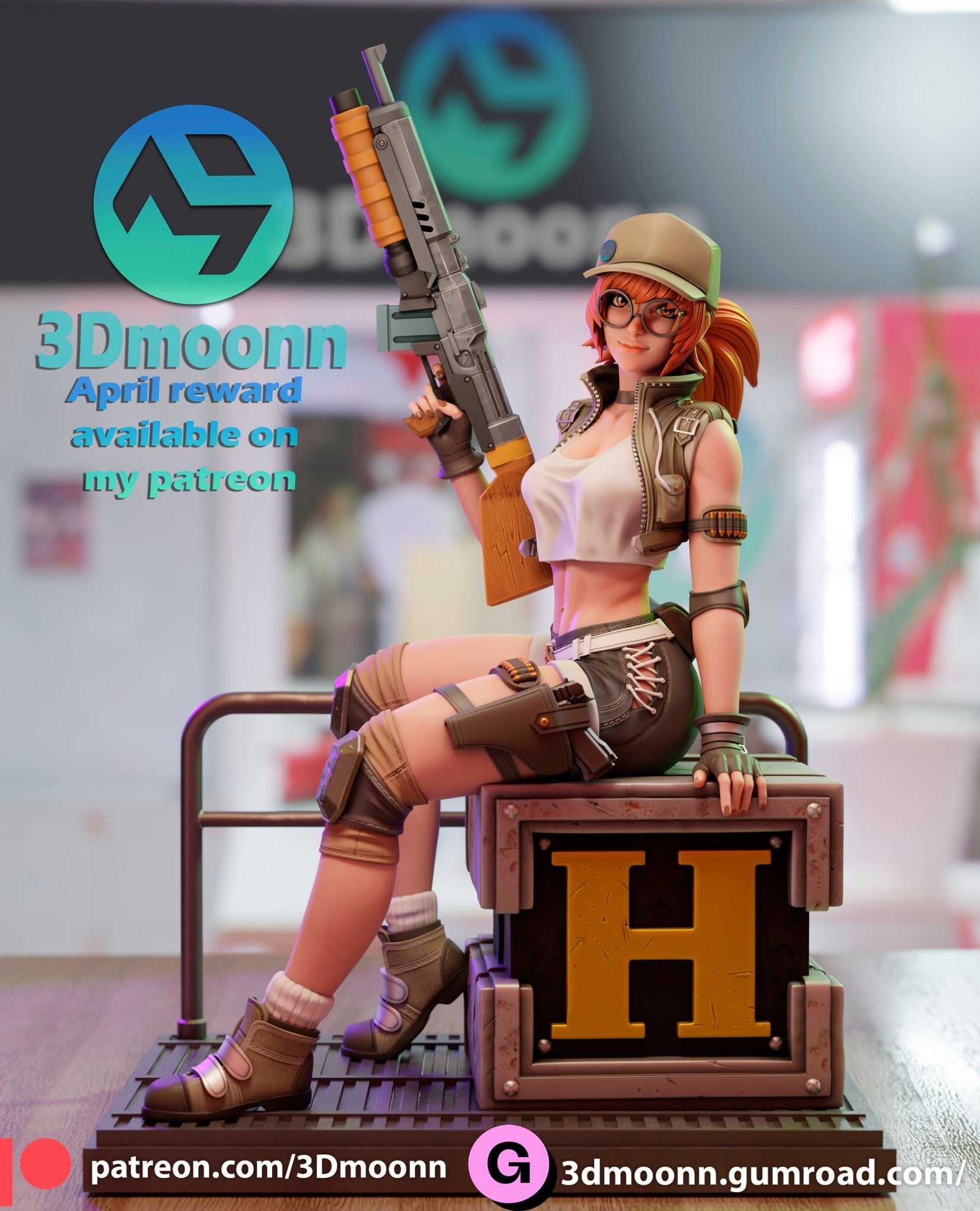 Fio from Metal Slug by 3Dmoonn - 1/6 Scale Unpainted 3D Printed Figure with Custom Base - Rangrez Creations - Rangrez Creations