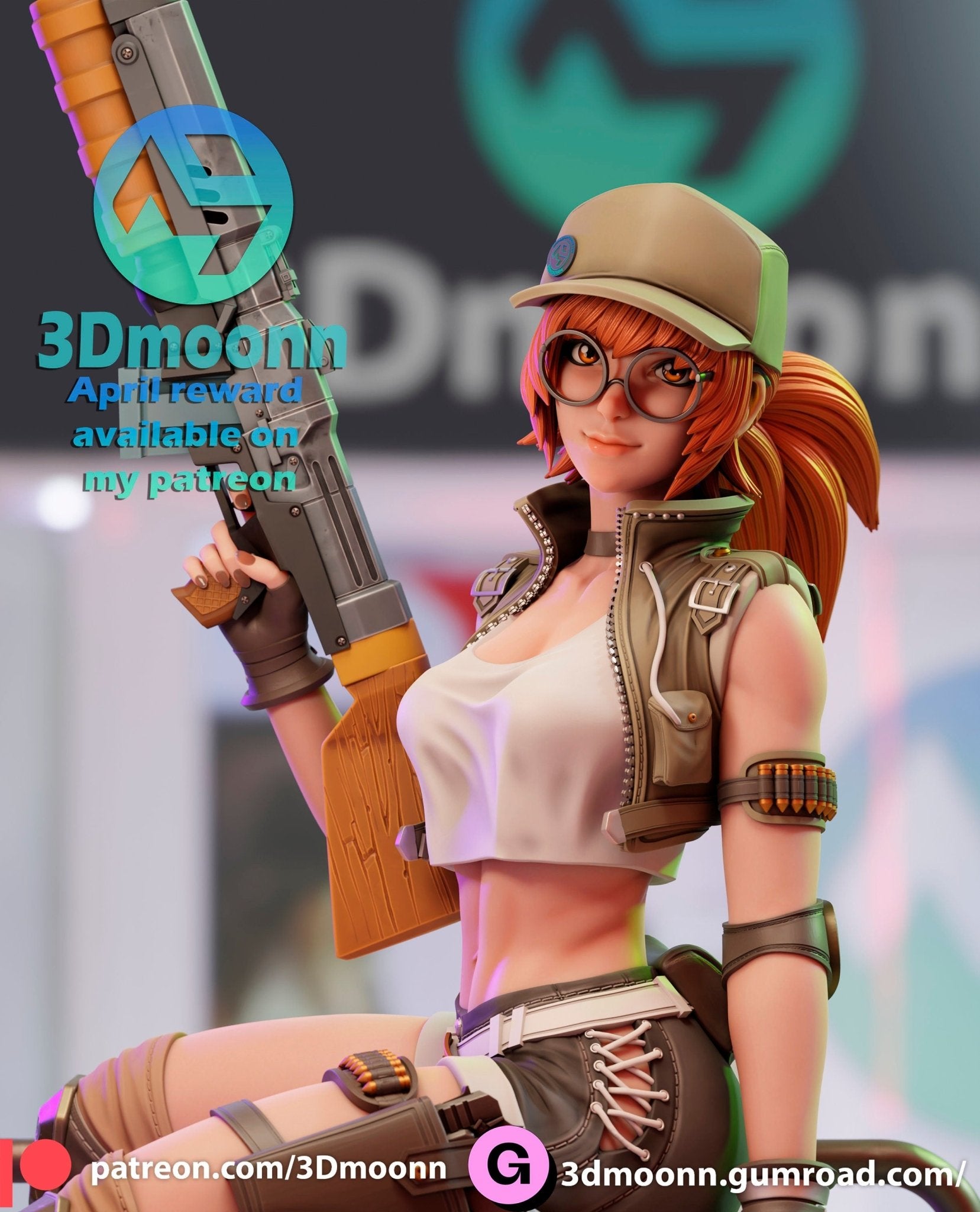 Fio from Metal Slug by 3Dmoonn - 1/6 Scale Unpainted 3D Printed Figure with Custom Base - Rangrez Creations - Rangrez Creations