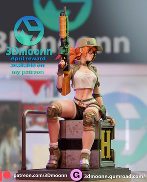 Fio from Metal Slug by 3Dmoonn - 1/6 Scale Unpainted 3D Printed Figure with Custom Base - Rangrez Creations - Rangrez Creations