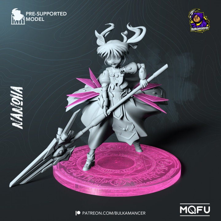 Nanoha - Gregarious Magical Girl UNPAINTED Figure - 190mm High Detail Resin Art by Bulkamancer