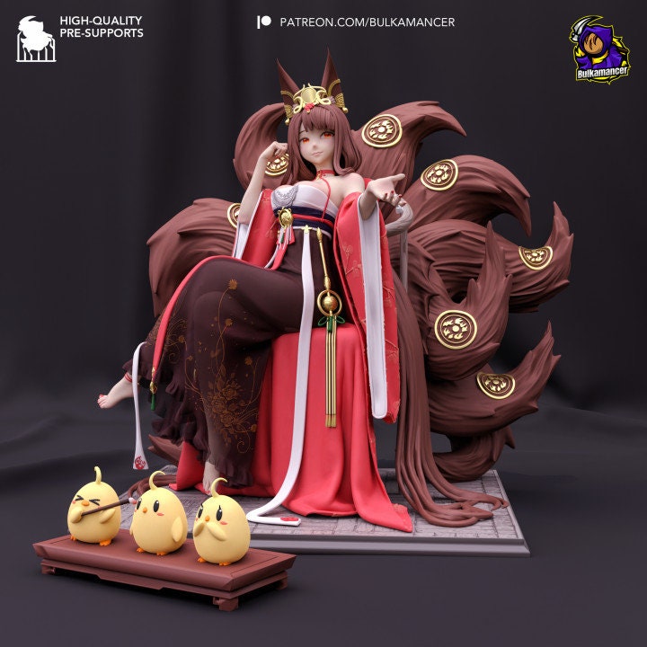 The Contemplative Kitsune - 190mm - UNPAINTED Exquisite High-Quality Tough Resin -Fanart Model Kit  by Bulkamancer