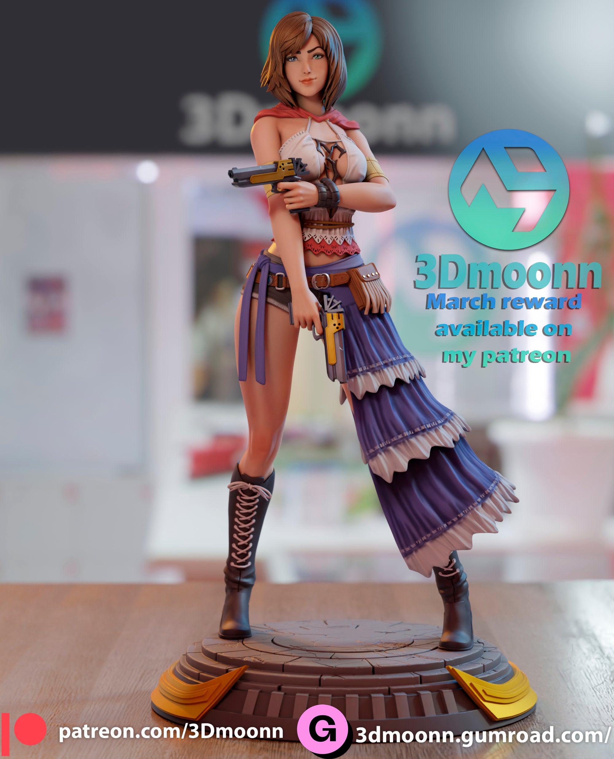 Yuna - Final Fantasy Figure by 3Dmoonn - 1/6 Scale Unpainted 3D Printed Model with Custom Base - Rangrez Creations