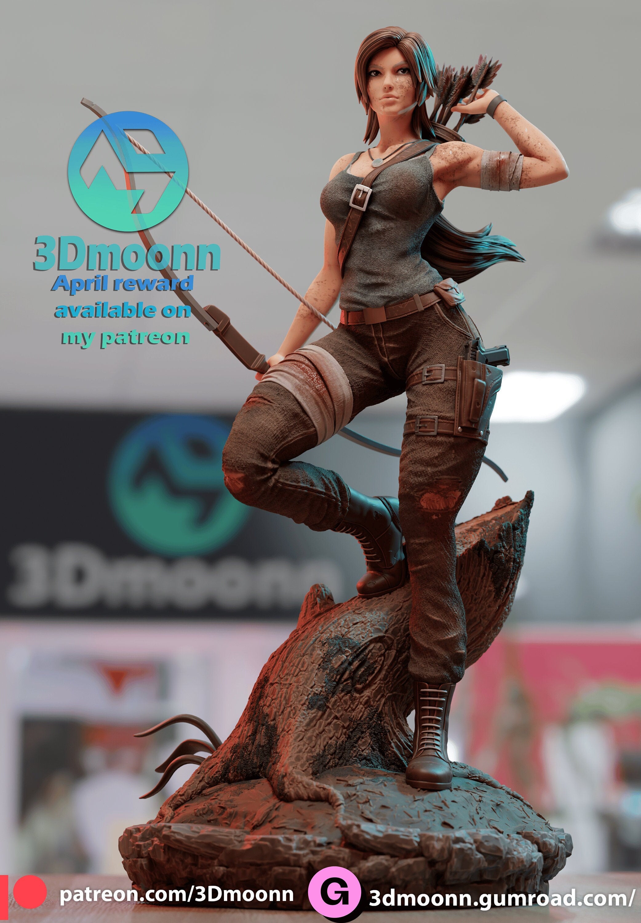 Lara Croft Adventure Seeker Figure by 3Dmoonn - 1/6 Scale Unpainted 3D Printed Model with Custom Base - Rangrez Creations