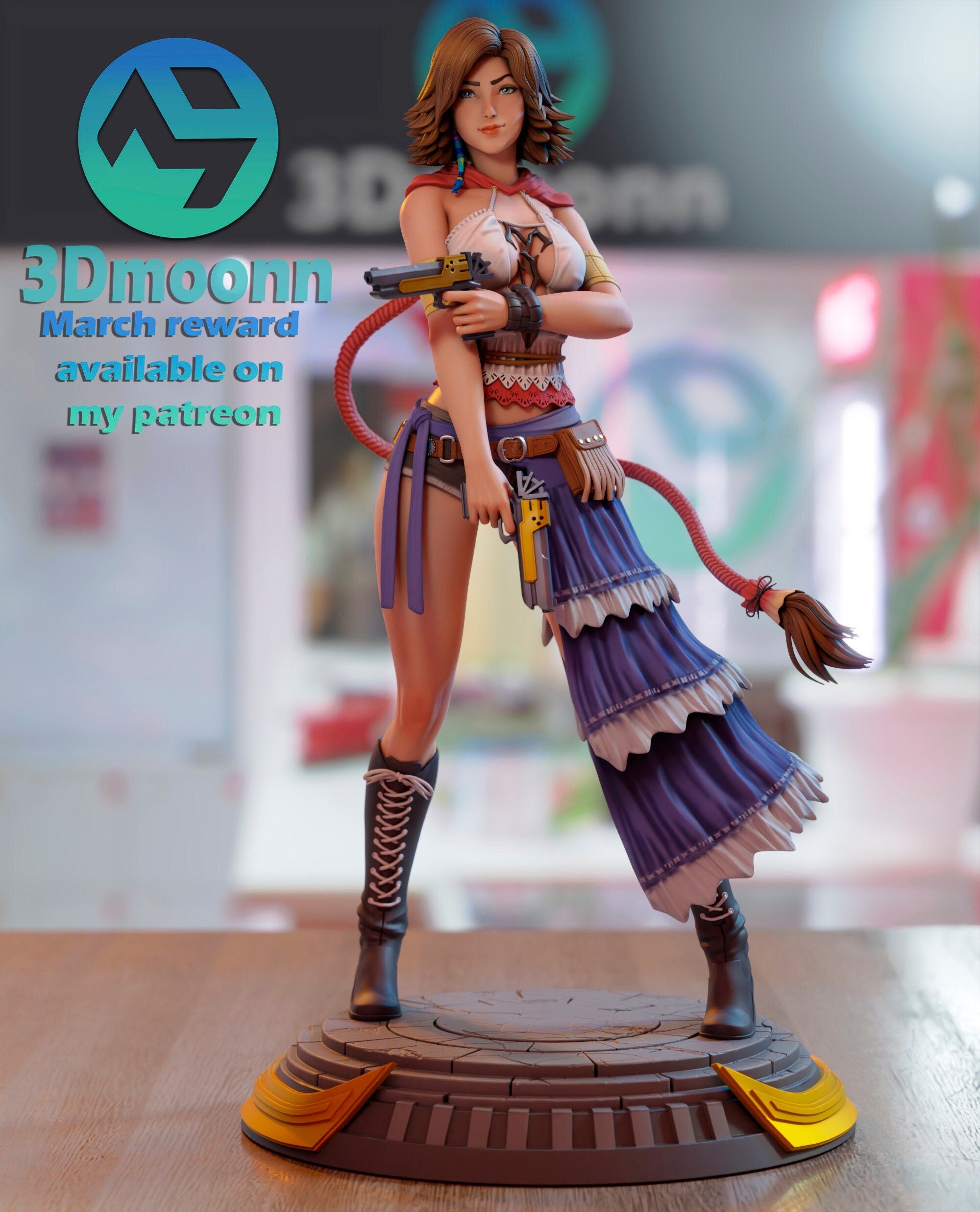 Yuna - Final Fantasy Figure by 3Dmoonn - 1/6 Scale Unpainted 3D Printed Model with Custom Base - Rangrez Creations