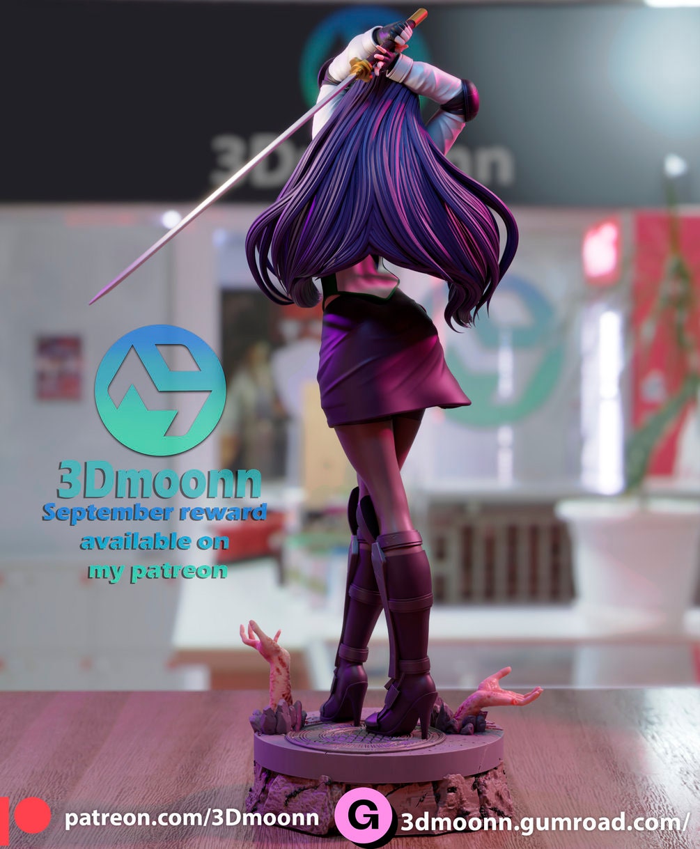 Saeko Busujima - Apocalyptic Academy Katana Warrior - Unpainted 1/6 Scale Model Kit by 3Dmoonn | ABS like Resin | Collector's DIY Figure