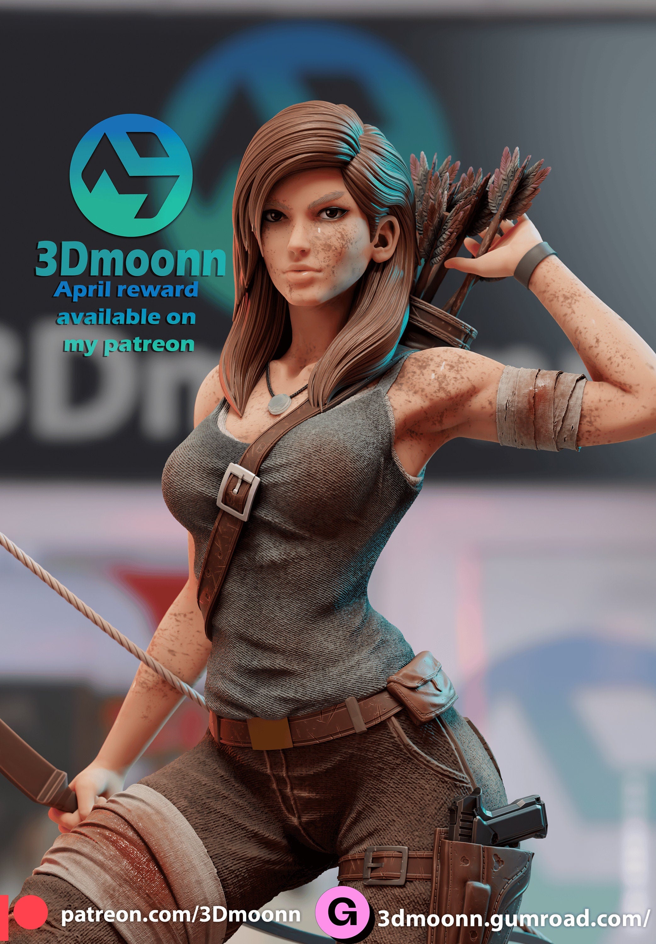 Lara Croft Adventure Seeker Figure by 3Dmoonn - 1/6 Scale Unpainted 3D Printed Model with Custom Base - Rangrez Creations