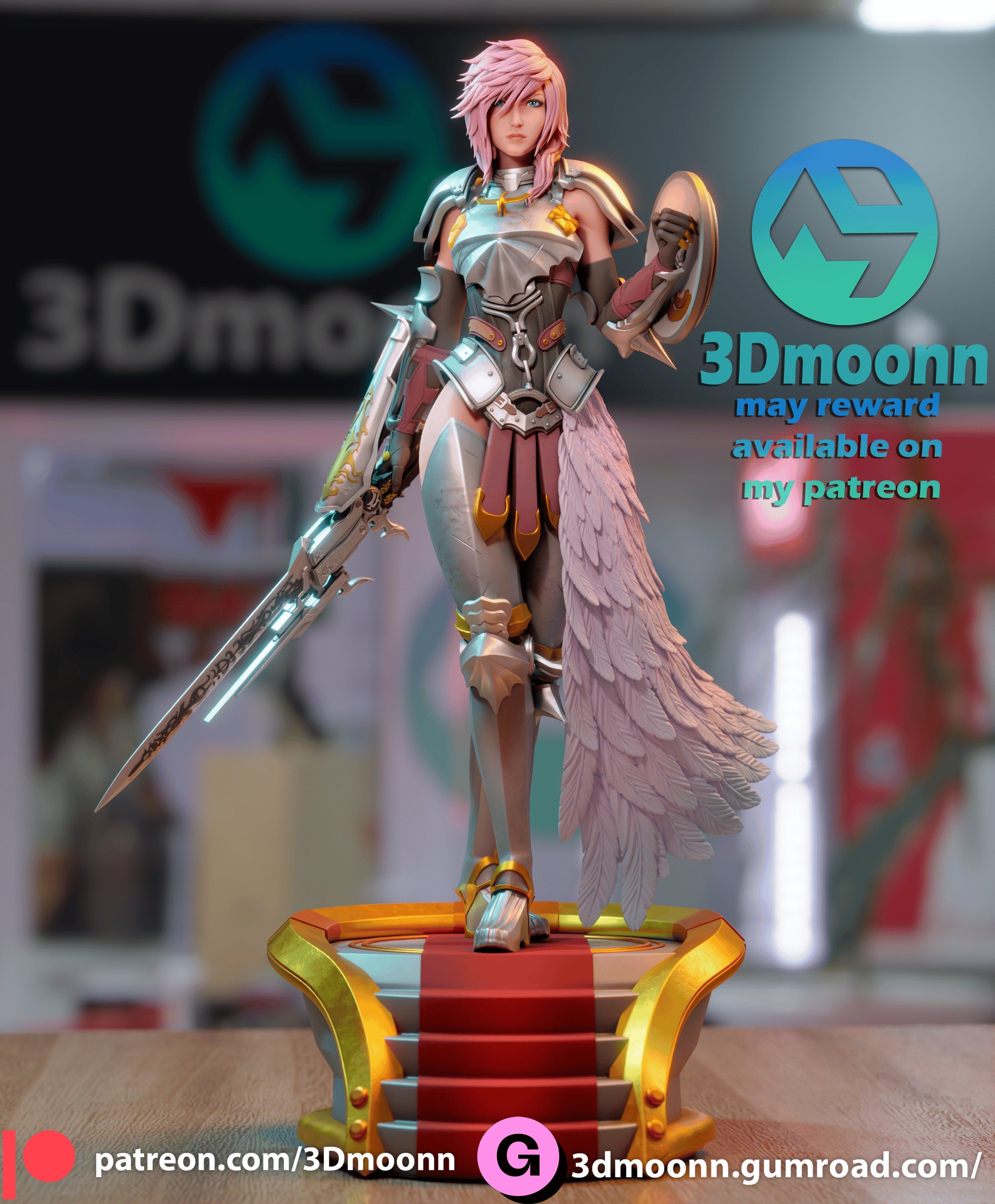 Lightning (Claire Farron) - Final Fantasy XIII- by 3Dmoonn - 1/6 Scale Unpainted 3D Printed Model with Custom Base - Rangrez Creations