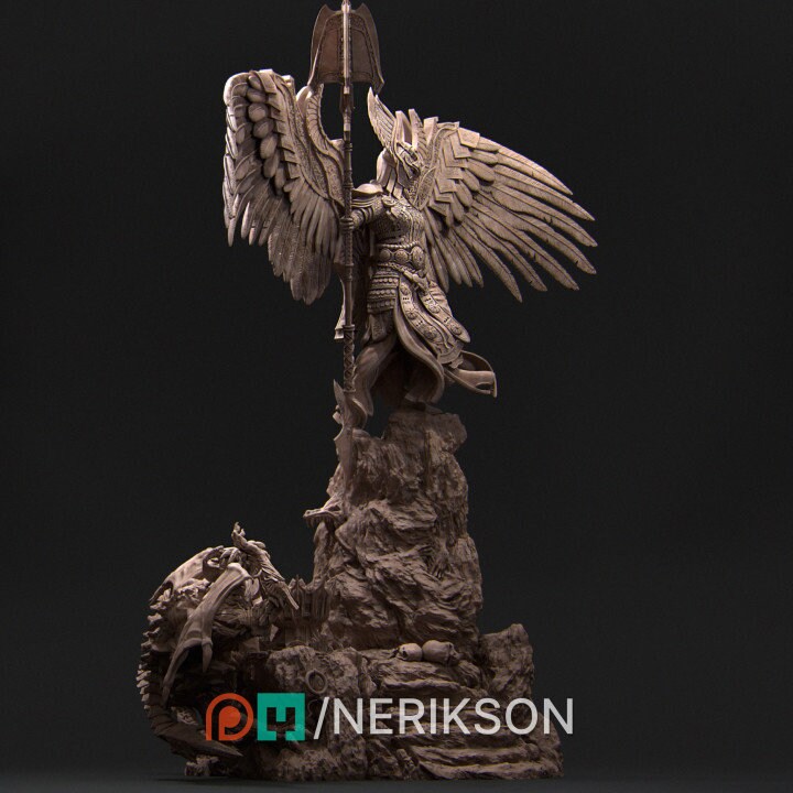 Revna, Angel of Salvation - 140mm ABS like Resin Figure, Demon Imps, Large Base, Exquisite Craftsmanship - Nerikson