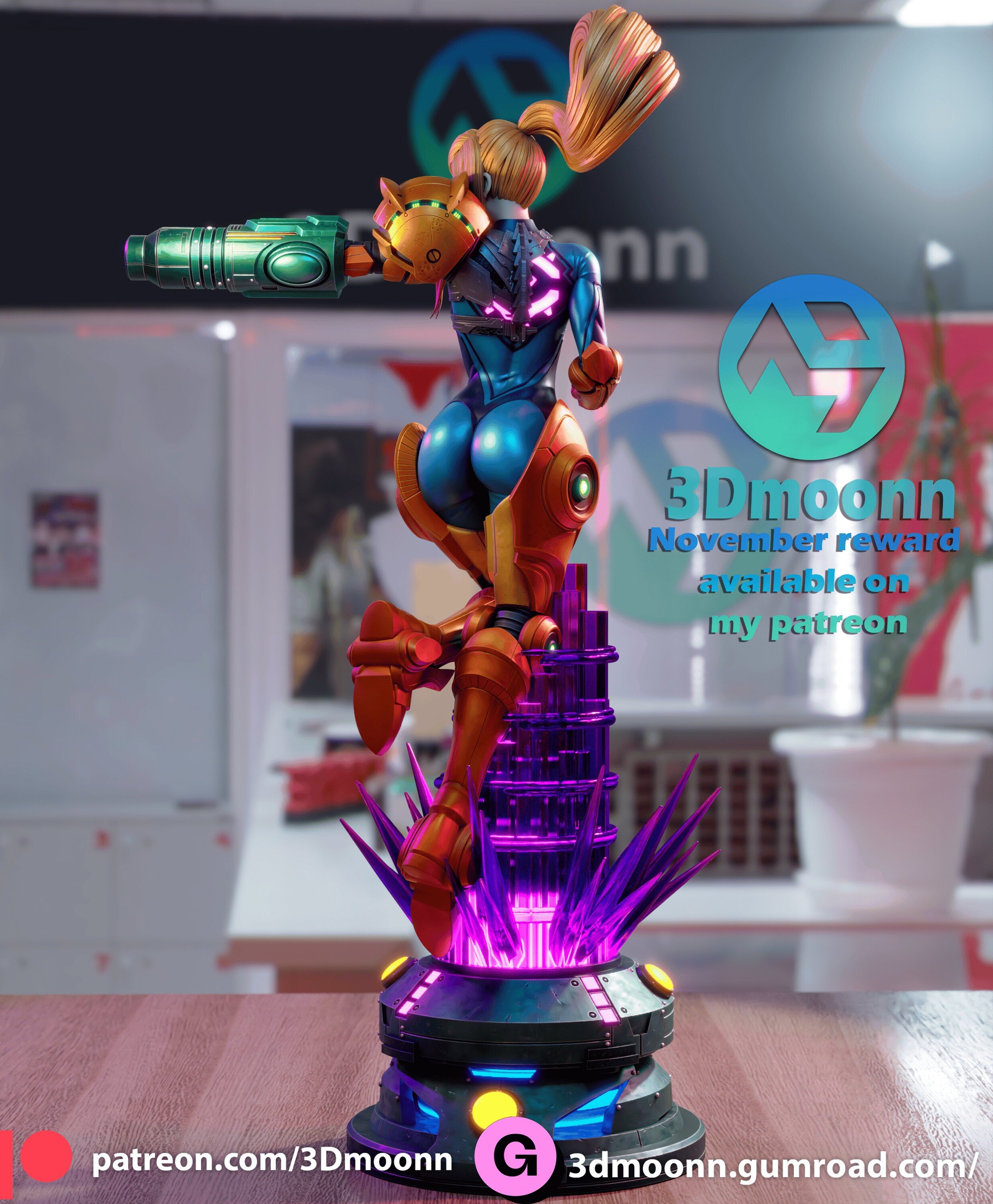 Samus Aran - Metroid Powerhouse by 3Dmoonn - 1/6 Scale UNPAINTED 3D Printed Figure with Custom Base - Rangrez Creations