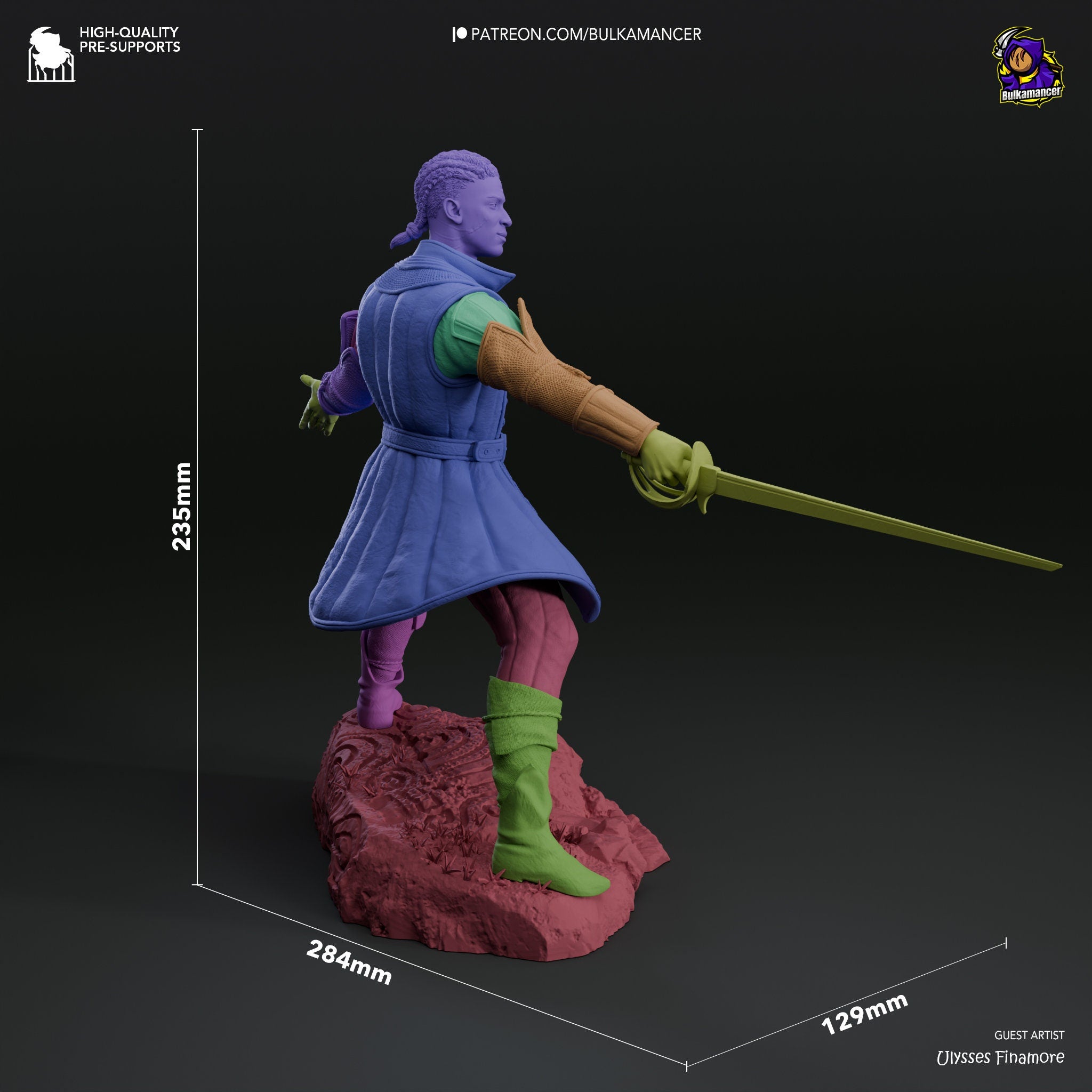 Wyll: The Dual-Natured Warlock of Baldur's Gate 3 - 1/8 Scale - 23.5cm - ABS-Like Tough Resin- by Bulkamancer