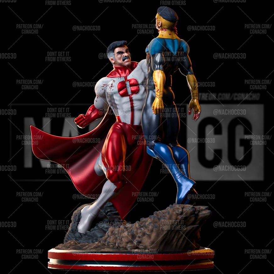 Omniman Defeats Invincible by NachoCG - 1:8 Scale, 9.8 Inches Tall | Elegoo Tough Resin UNPAINTED model kit ready to assemble