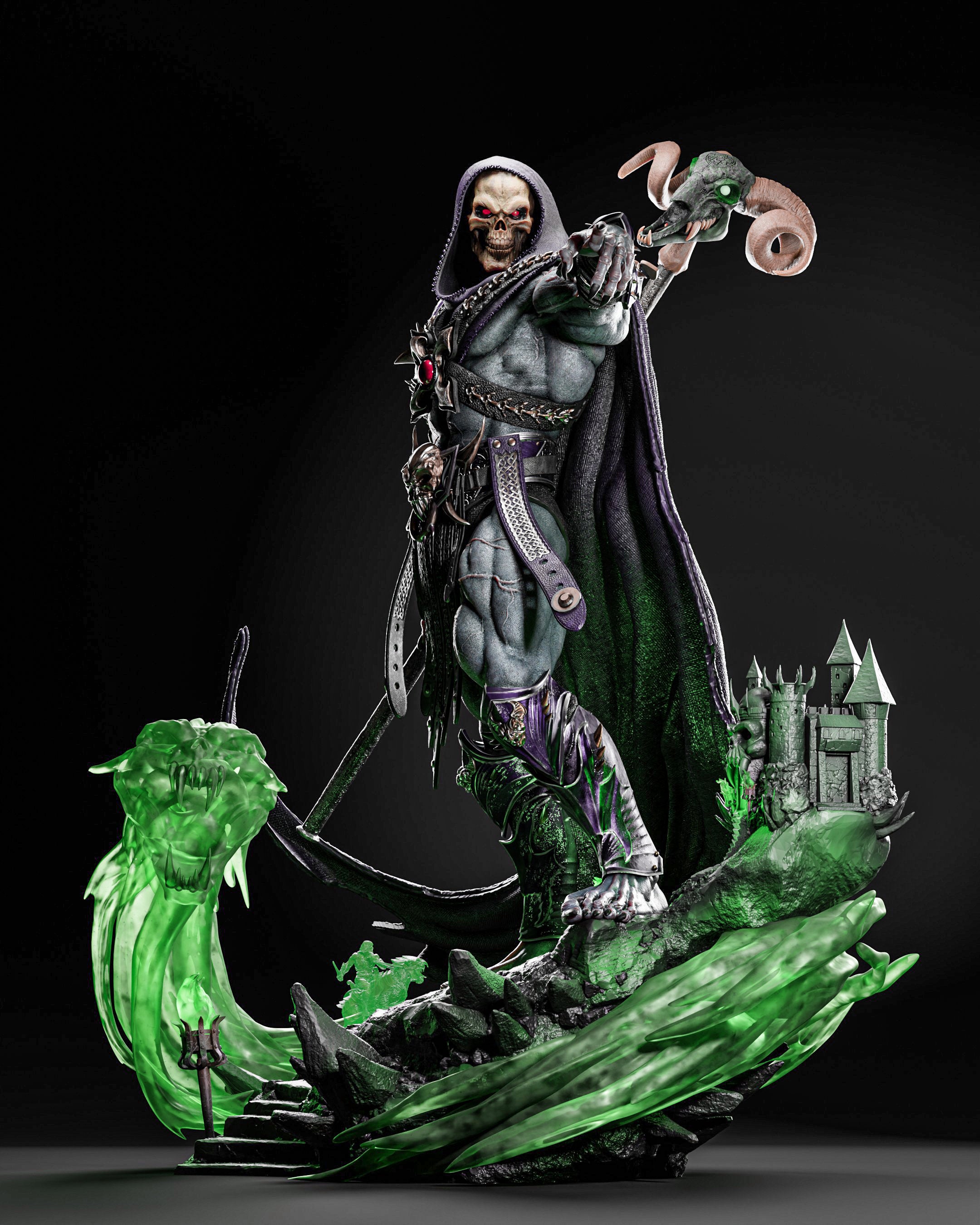 Skeletor - Dark Sorcerer in Action - Tough Resin 1/6 Scale and Bust 3D Resin Model by Zez Studios - RangrezModels