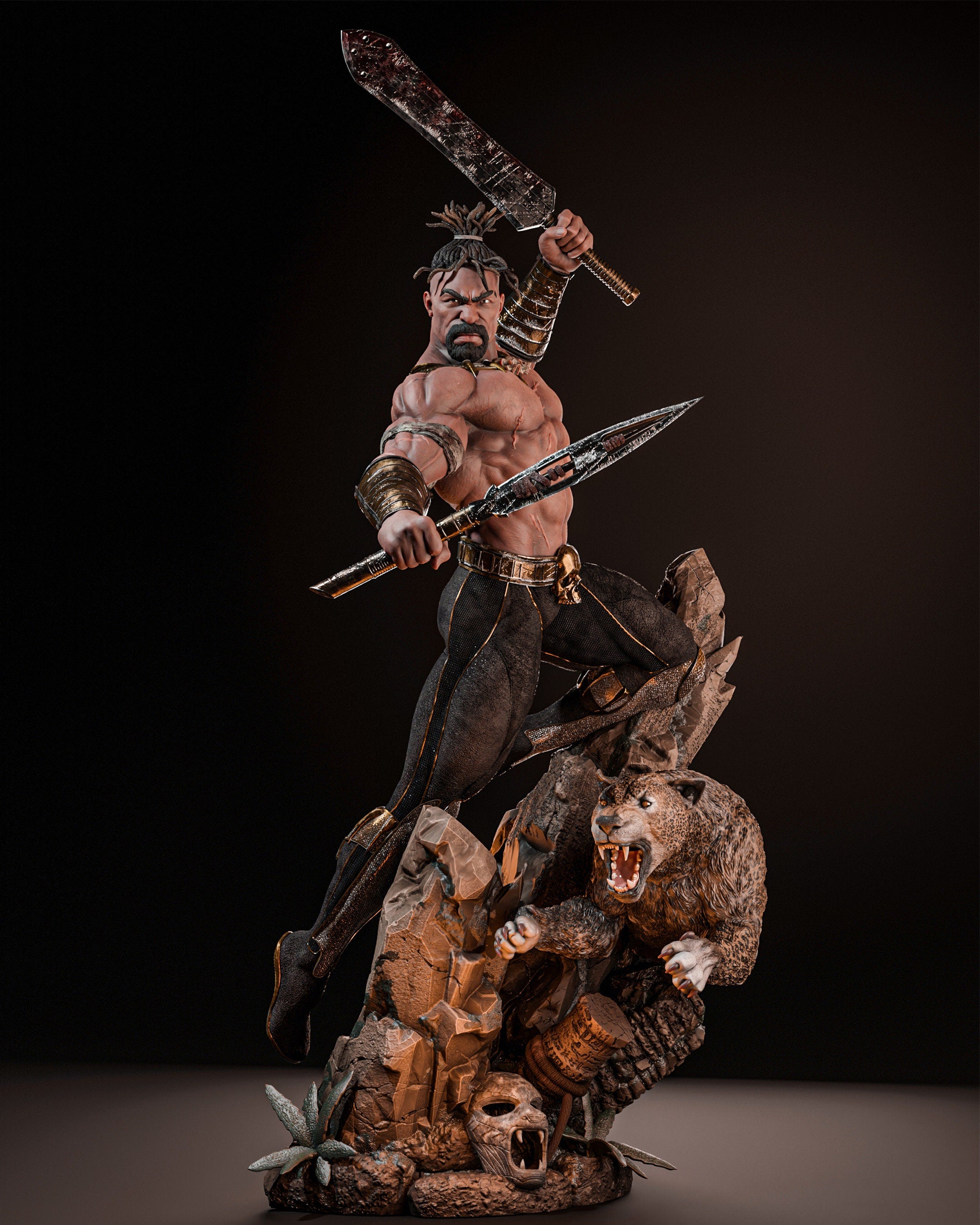 Merciless Conqueror with Ferocious Beast - Tough Resin 1/6 Scale and Bust 3D Resin Model by Zez Studios - RangrezModels