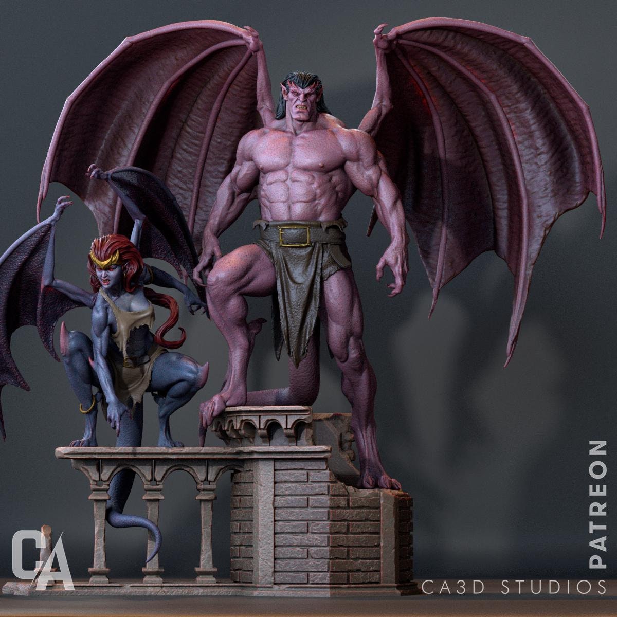 Mighty Winged Protector & Fierce Gargoyles Duo -  1/6 Scale ABS-Like Tough Resin Model | Highly Detailed Collectible NSFW Figure