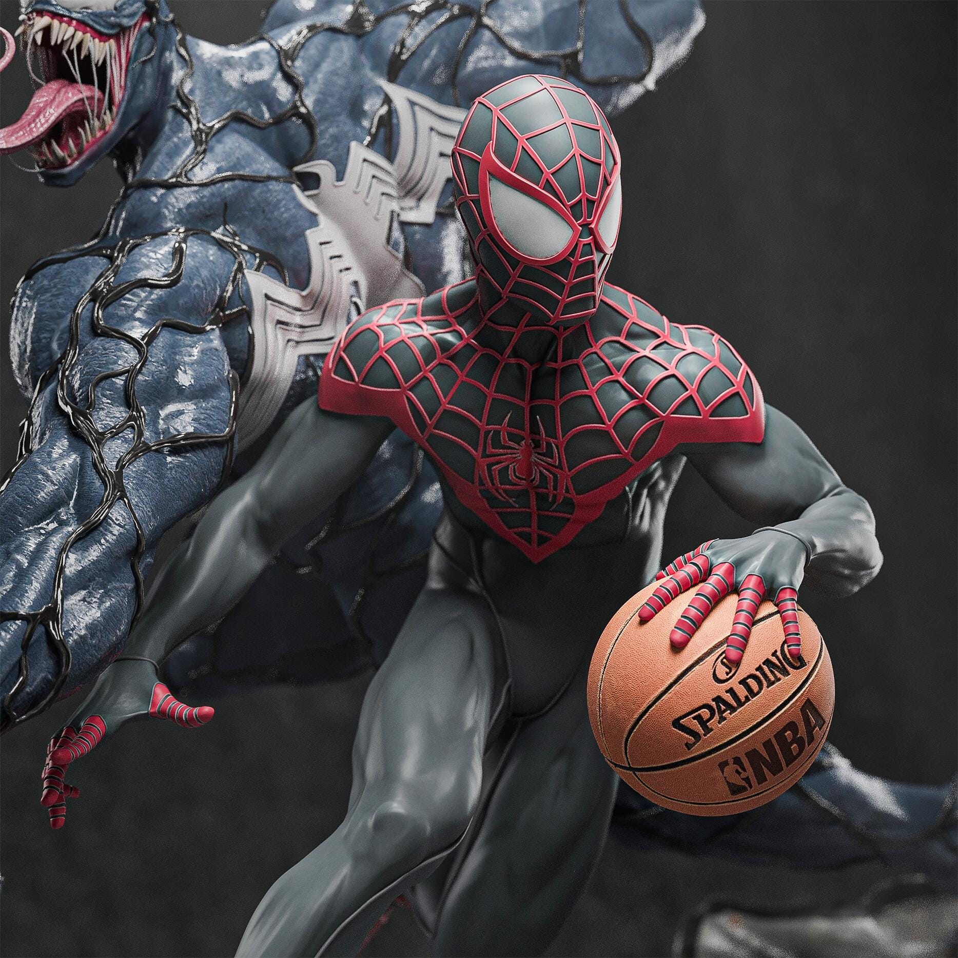 Symbiote Alien Vs Spider hero Basketball - CA3D Studios | 1/6 Scale UNPAINTED ABS-Like Tough Resin SFW Model kit| Highly Detailed Model Kit