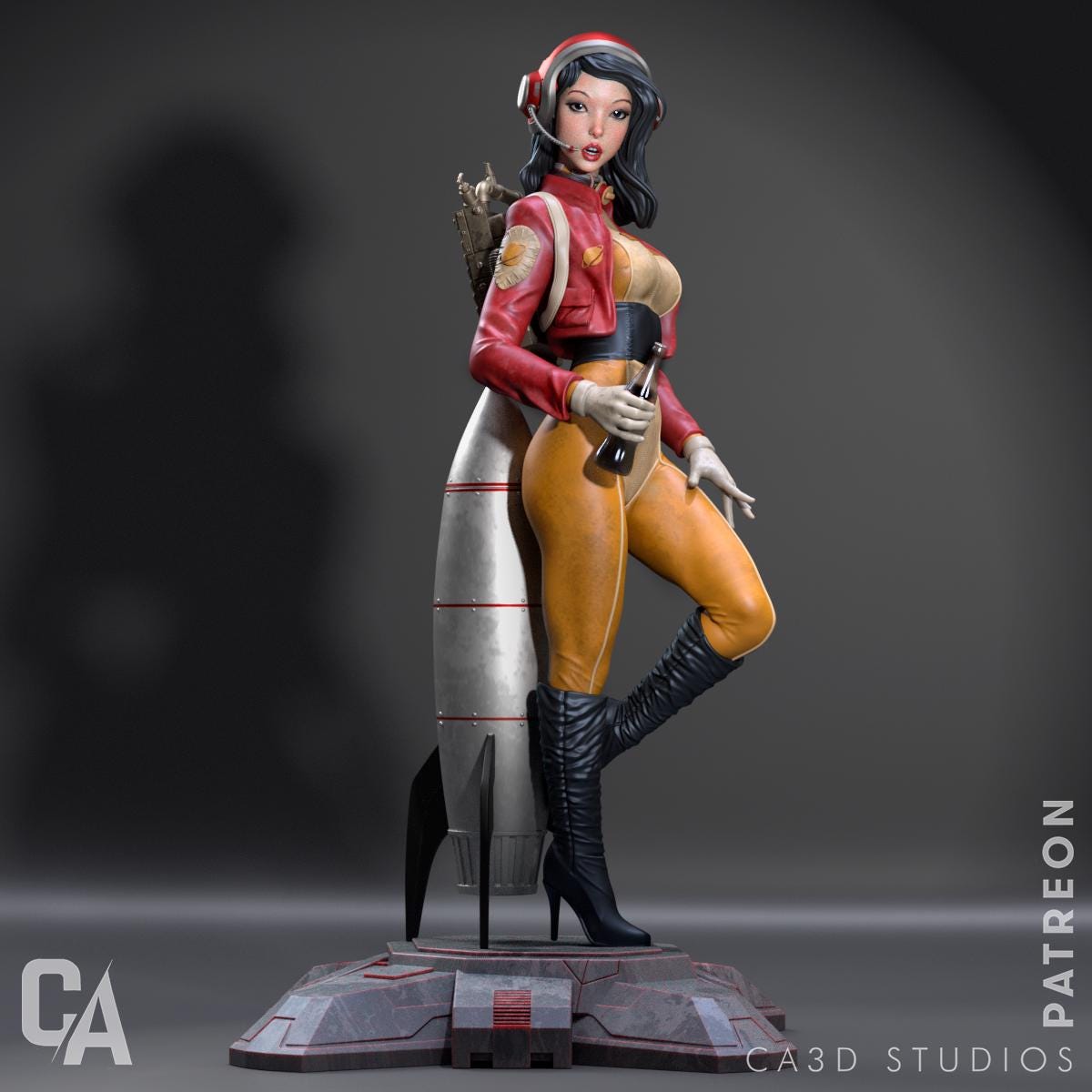 Retro Astronaut Pinup Female - CA3D Studios | 1/6 Scale ABS-Like Tough Resin SFW and NSFW Model kit| Highly Detailed Collectible Model Kit