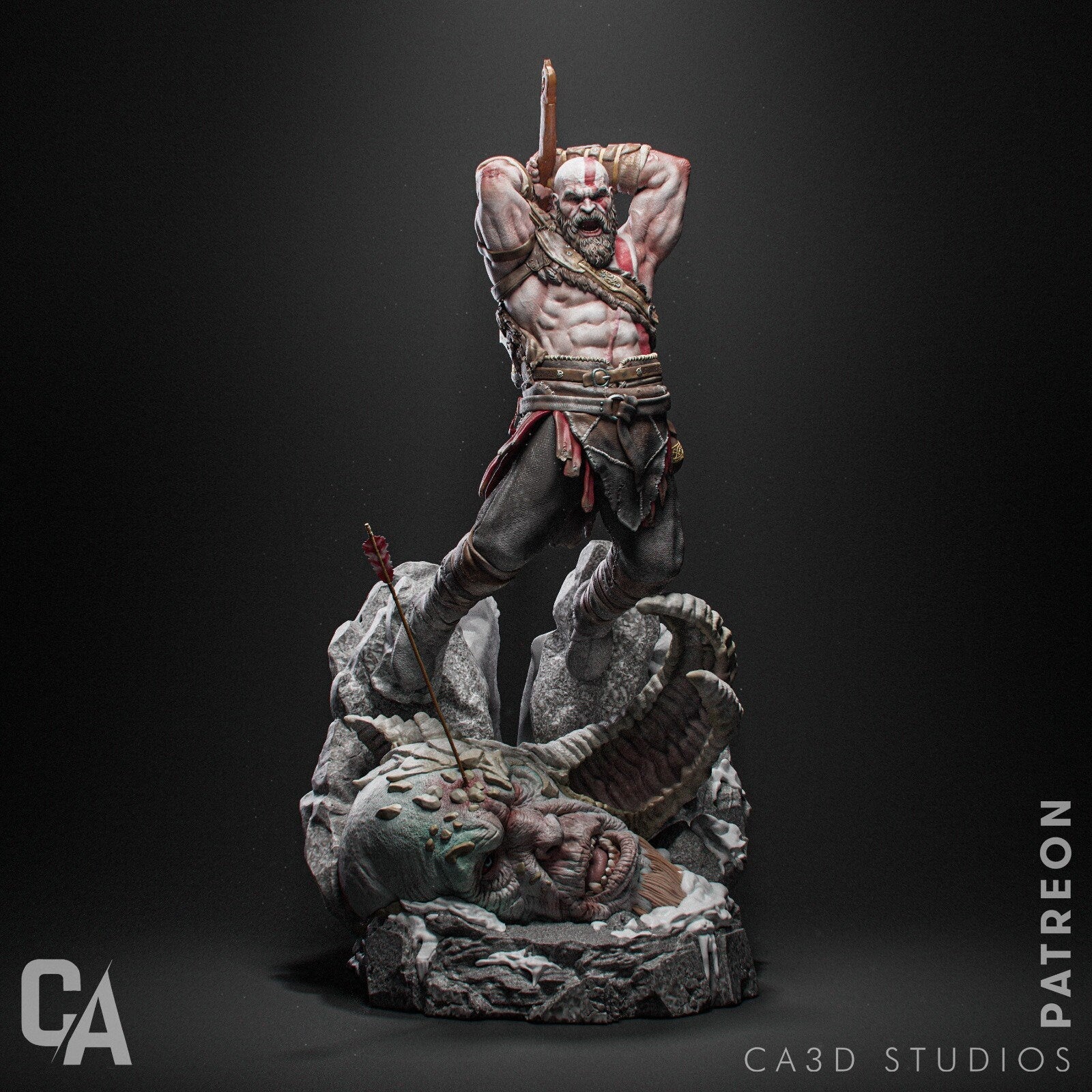 Kratos - The God of War Unleashed: 1/12th Scale Resin Figure by CA3D Studios - High - Quality Tough Resin - Fanart Model Kit - Rangrez Creations