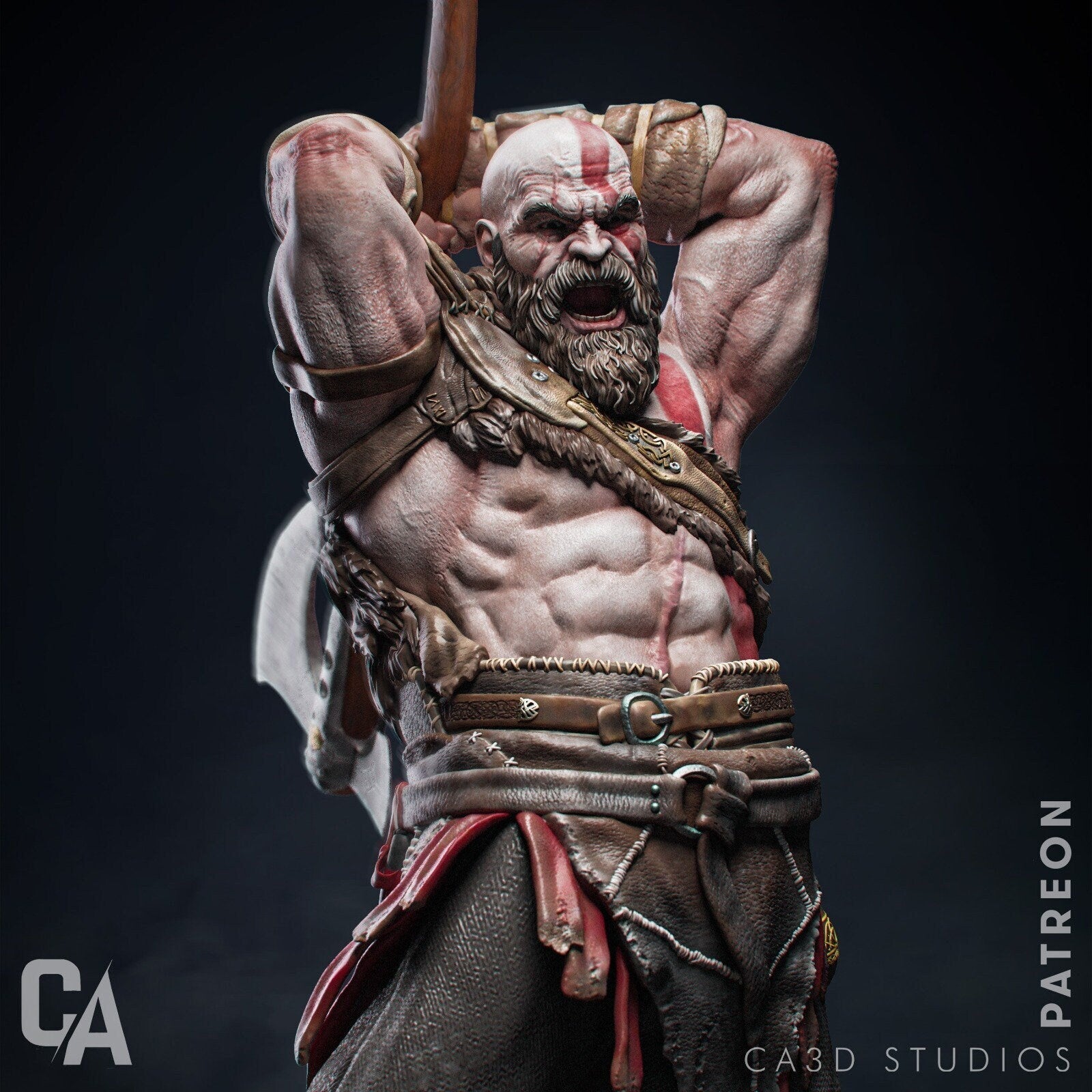 Kratos - The God of War Unleashed: 1/12th Scale Resin Figure by CA3D Studios - High - Quality Tough Resin - Fanart Model Kit - Rangrez Creations